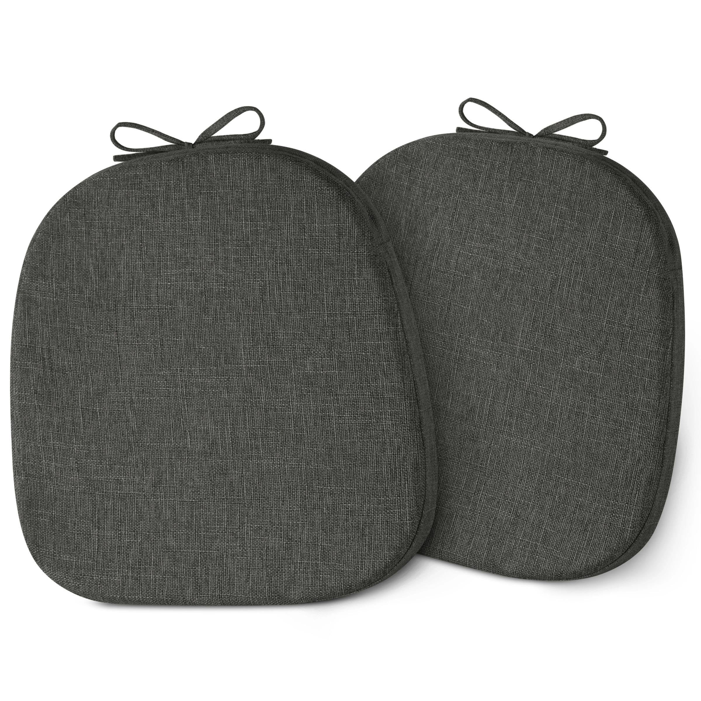 ZenComfy Metal Chair Cushions Set of 2 Non Slip 35X35 cm Chair Cushions with Ties Comfortable Small Dining Seat Pads Kitchen Dining Room Café Bistros Restaurants (Dark Grey)