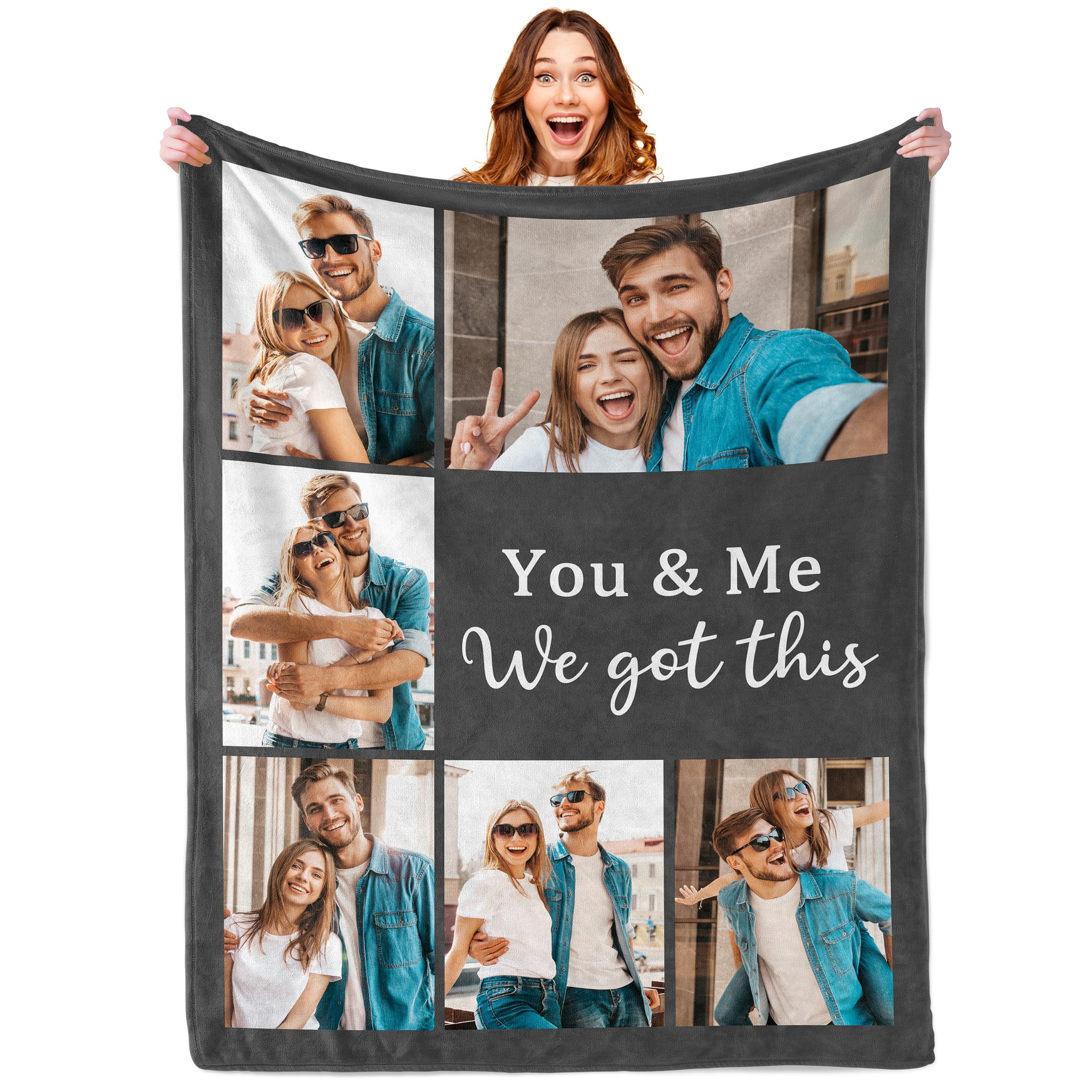 Tingwei personalised blanket,Custom Blankets with Picture Text,Personalized 6 Photos Blanket, customised Throw Blanket for customisable Mom Dad Couple Girlfriend Boyfriend Wife Husband Gifts