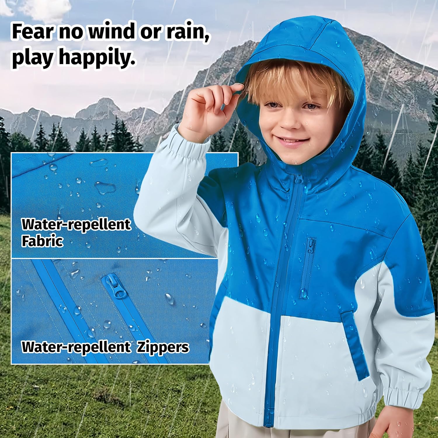 Volunboy Toddler Boys Windbreaker Jackets Patchwork Lightweight Zip Hoodie Outerwear Fall Spring Windproof Hooded Coat - Image 5