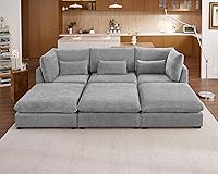 Vista 53 de Sofá modular de gran tamaño, sofá seccional de pana Cloud extra profundo con diván otomano chaise, sofá cama de chenilla esponjosa de 8 plazas