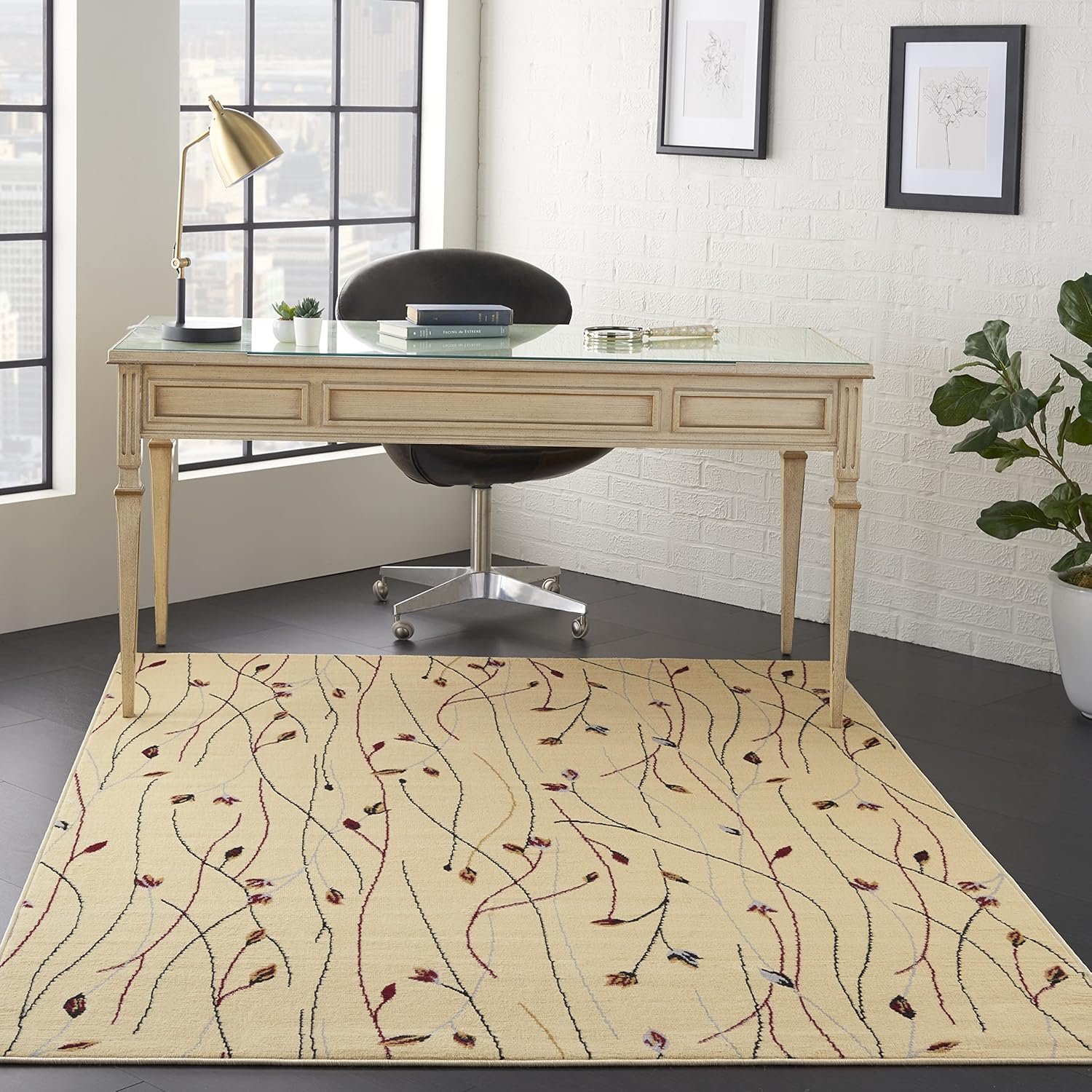 Nourison Home Grafix Ivory Beige 2'3" x 7'6" Area Rug - Easy Clean, Non Shedding, Bed Room, Living Room, Dining Room, Kitchen (8' Runner)