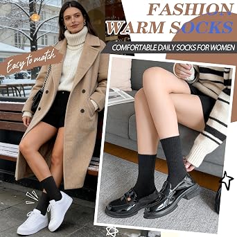 ProEtrade Merino Wool Socks Thermal Warm Winter Thick Hiking Boot Cozy Crew Cabin Comfy for Womens Ladies Work Socks 5 Pack