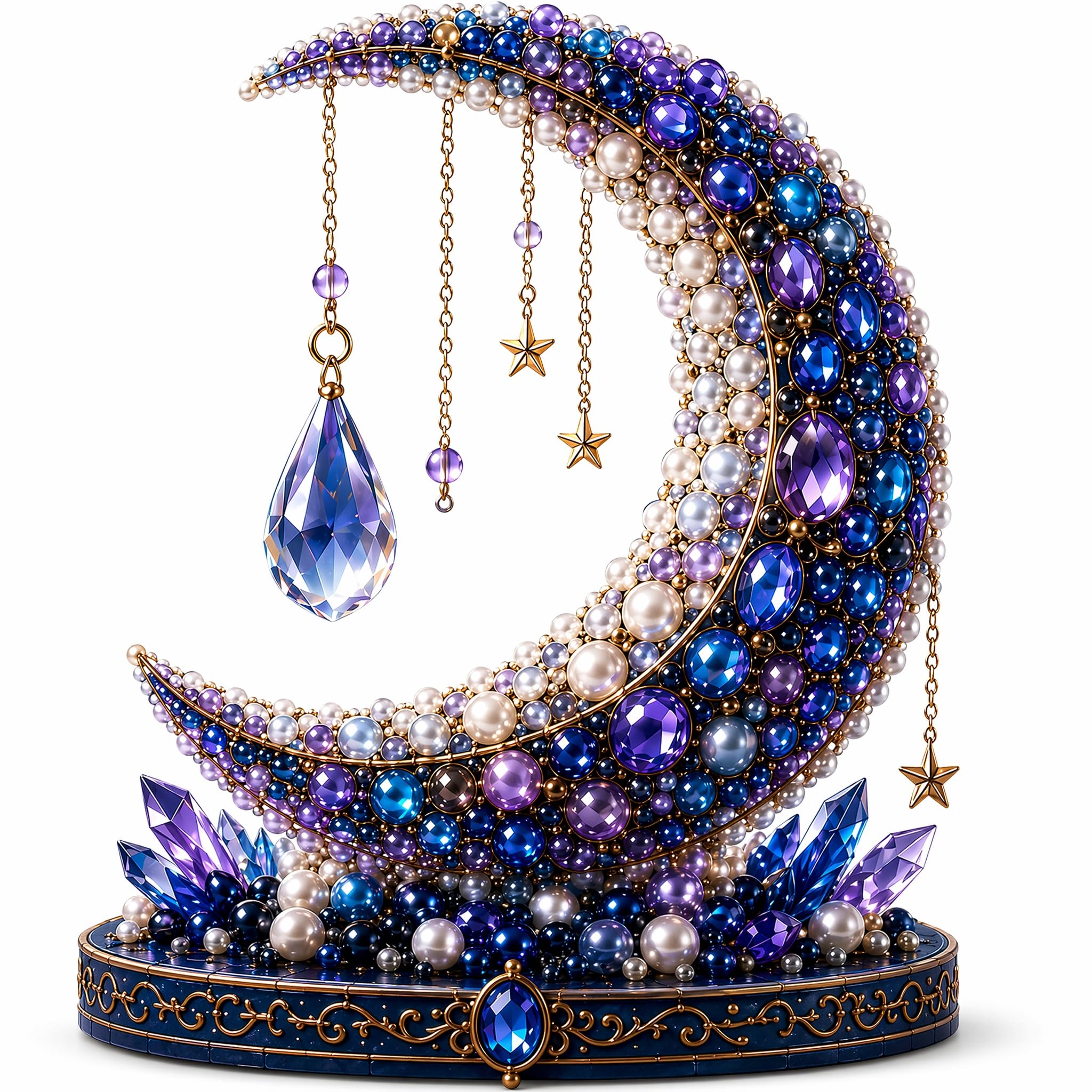 Moon & Stars Series DIY Bead Kit for Beginners, Crystal Moon 3D Beaded Kit