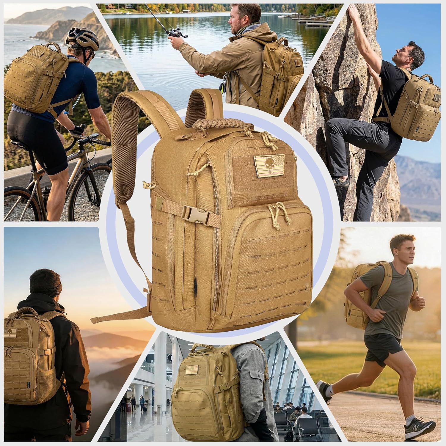 Military Tactical Backpack, Tactical Backpack for Men, Army 3 Days Assault Pack, Military Molle Backpack Waterproof, EDC Hiking Bug Out Bag with Water Bladder Compartment, Hiking Rucksack