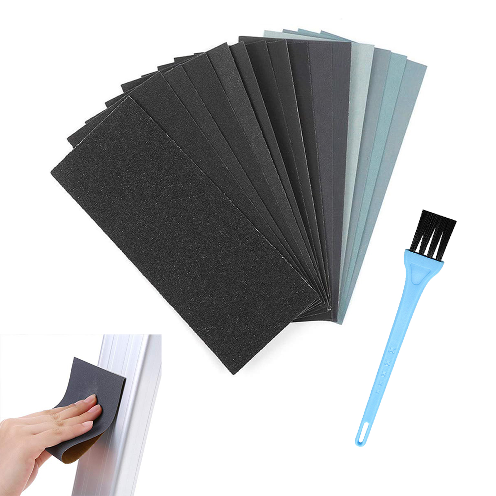 Papier De Verre Abrasif 22 Feuilles - Pour Ponçage Bois, Métal, Voiture - Grain Multi-Usages