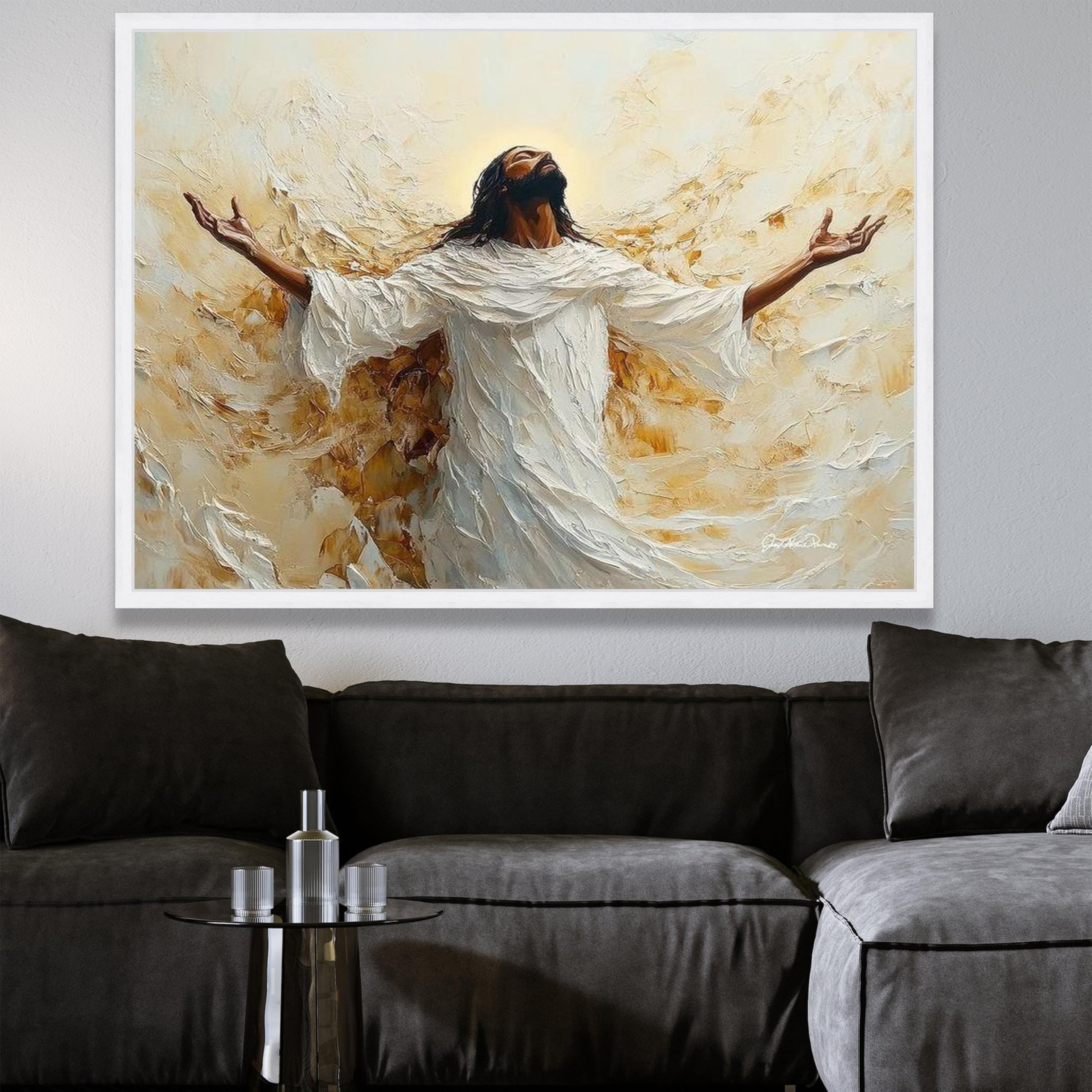 CAOXTART Inspirujący obraz na płótnie, sztuka ścienna z Jezusem, obraz religijny, wiara i nadzieja, plakaty i wydruki, chrześcijańska dekoracja domu (70 x 110 cm)