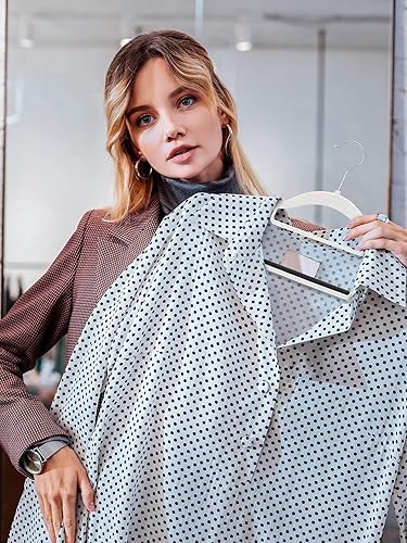 Miniatura 7 de HOUSE DAY Paquete de 50 perchas de plástico antideslizantes con agarre de goma, colgador de plástico resistente con gancho giratorio de 360, perchas