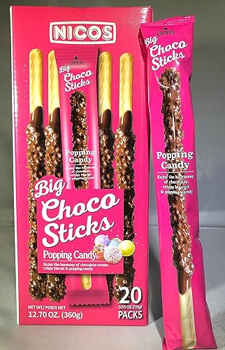 Miniatura 9 de Nicos Palitos grandes de choco Popping Candy de 20 unidades - Feel the Pop - Envueltos individualmente - Bocadillos navideños para niños y adultos -