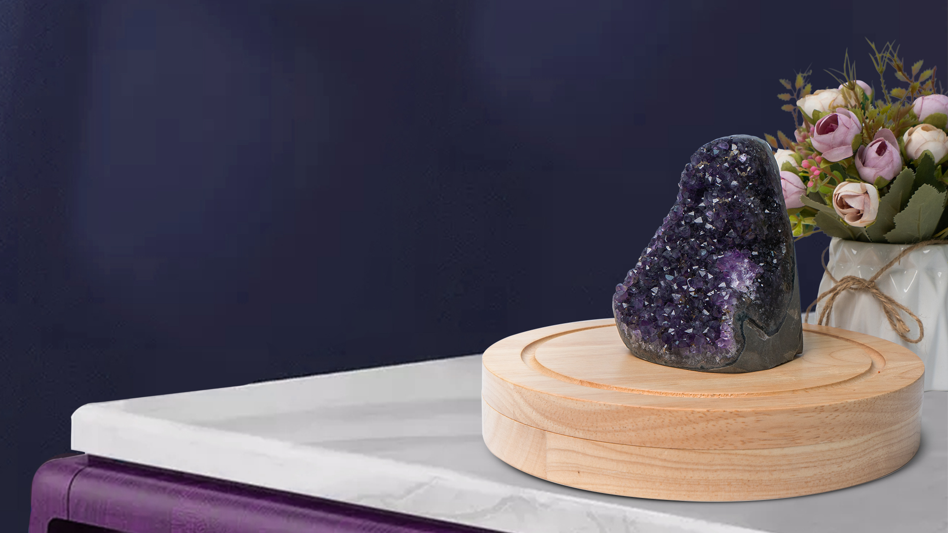 Amazon.com: GEMBOURY 來自烏拉圭的天然深紫色紫水晶水晶地極體1-2 磅