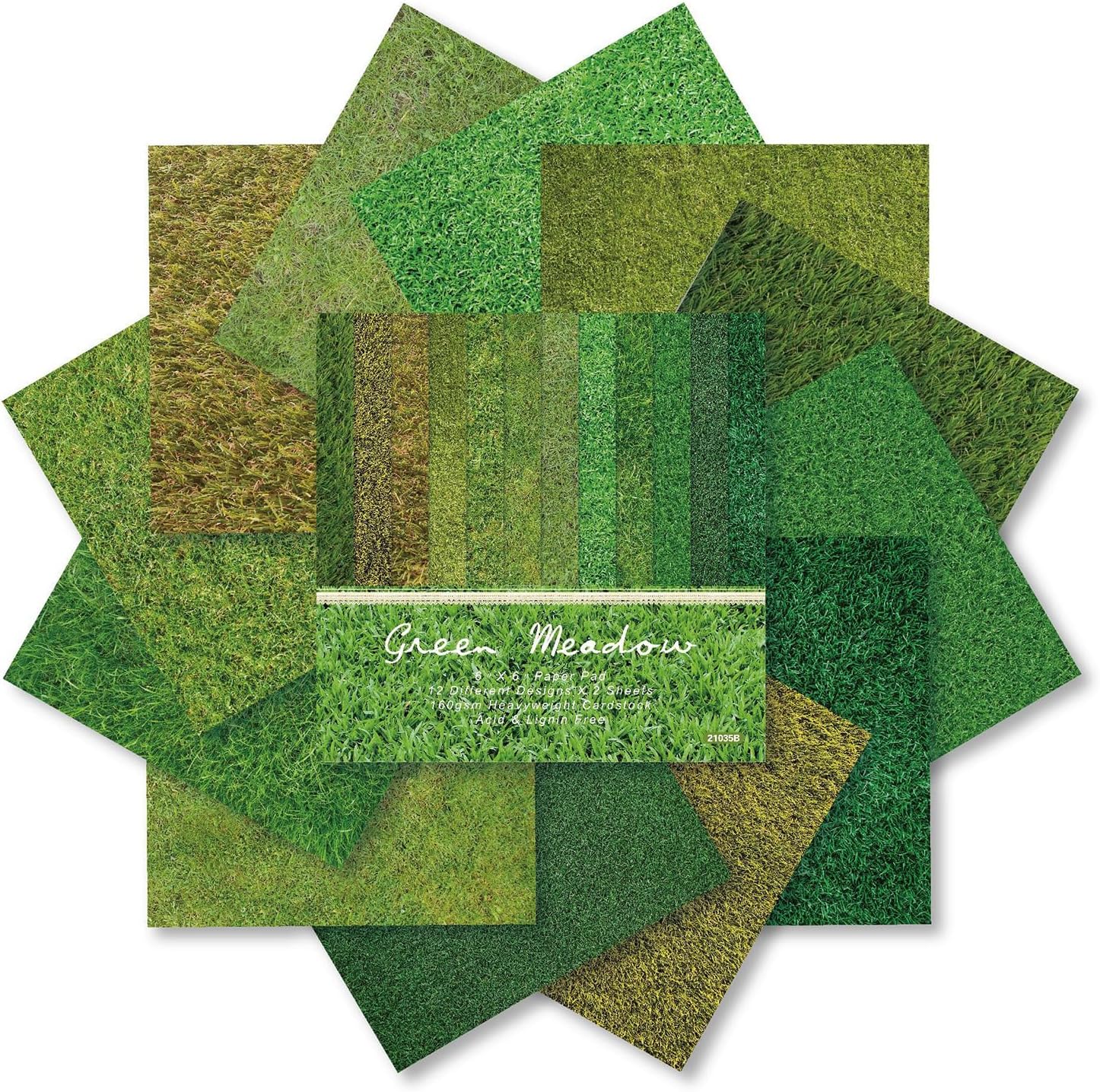 Green Meadows Scrapbooking Paper Pad , 6inch 24 Sheets Grass Aesthetic Patterned Decorative for DIY Art Crafts Collage Journals Decoupage Wrapping Folded Supplies Gift Cards Origami Photo Album