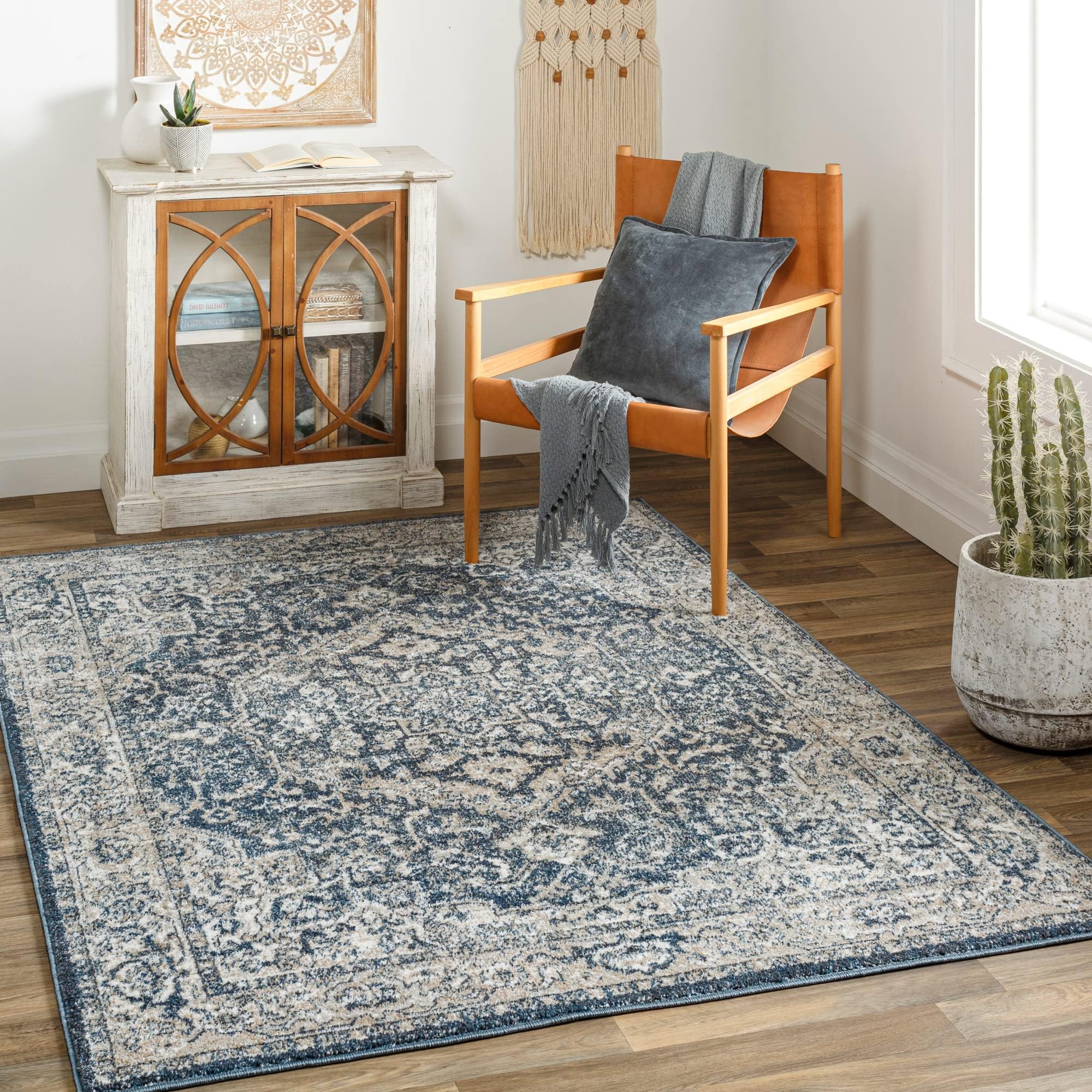 SuryaDavaro Traditional Medallion Area Rug,7'10" x 10',Navy (DAV2310-71010)