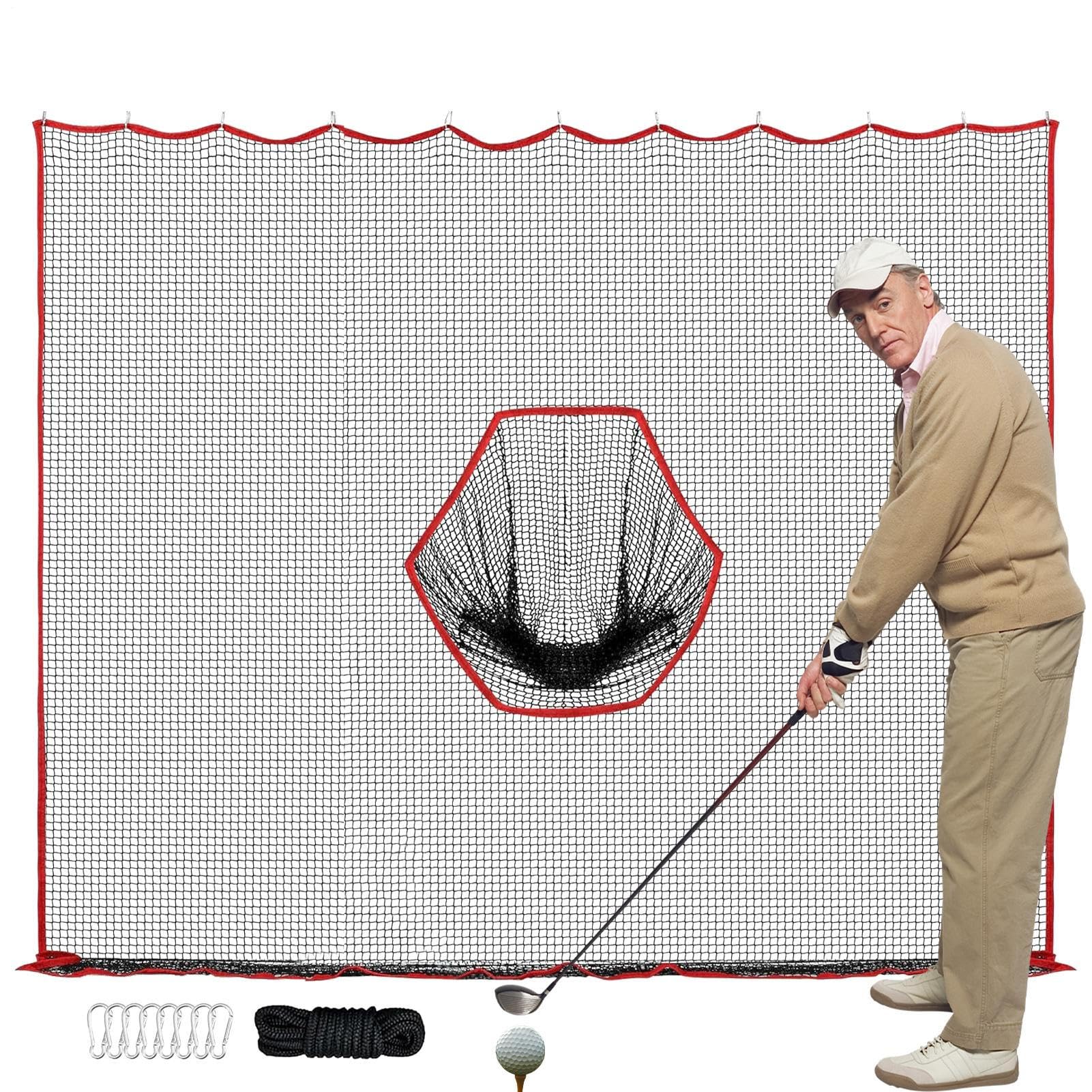 Filet de golf pour jardin - Cage d'entraînement, bloqueur de balles | Filet anti-coups renforcé, grand filet récupérateur de balles, grand écran de pratique extérieur pour pelouse, jardin, fairway, cl
