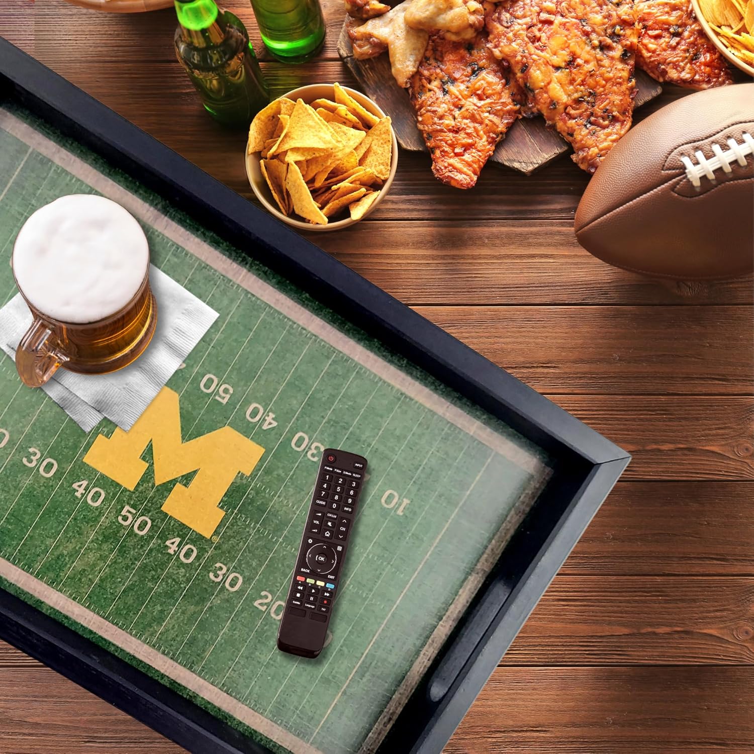 Fan Creations Michigan Football Field Tray and Tabletop Cornhole Game Bundle Entertain and Decorate to Show Your Wolverines Pride