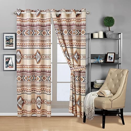 Miniatura 2 de Juego de ropa de cama rústica acolchada del suroeste en marrón, beige, gris topo, carbón y patrones tribales nativos americanos, Nevada (King