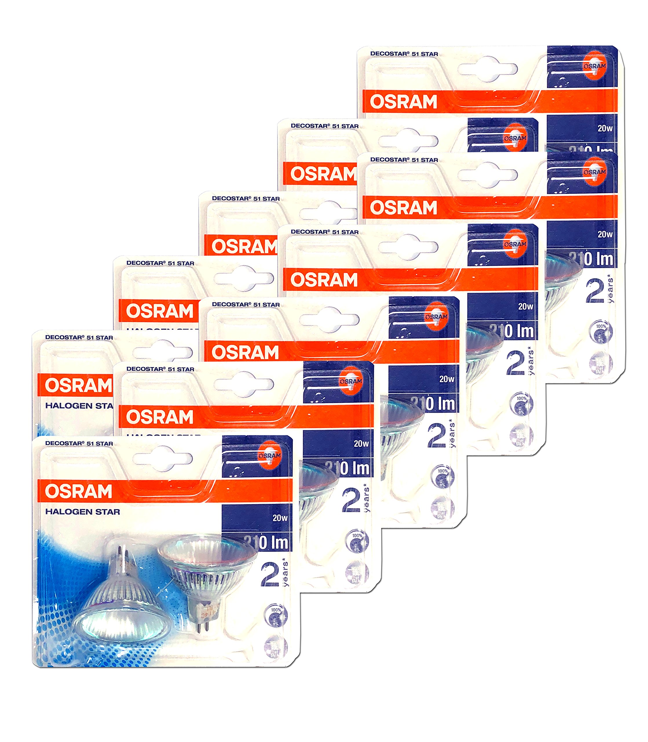 Osram Decostar/GU5.3 Halogen Reflector//Dimmable/12 V/20 W 36 ° Beam Angle/3000 Kelvin, 5 x Doppelpack, GU5.3 20.00 watts 12.00 volts