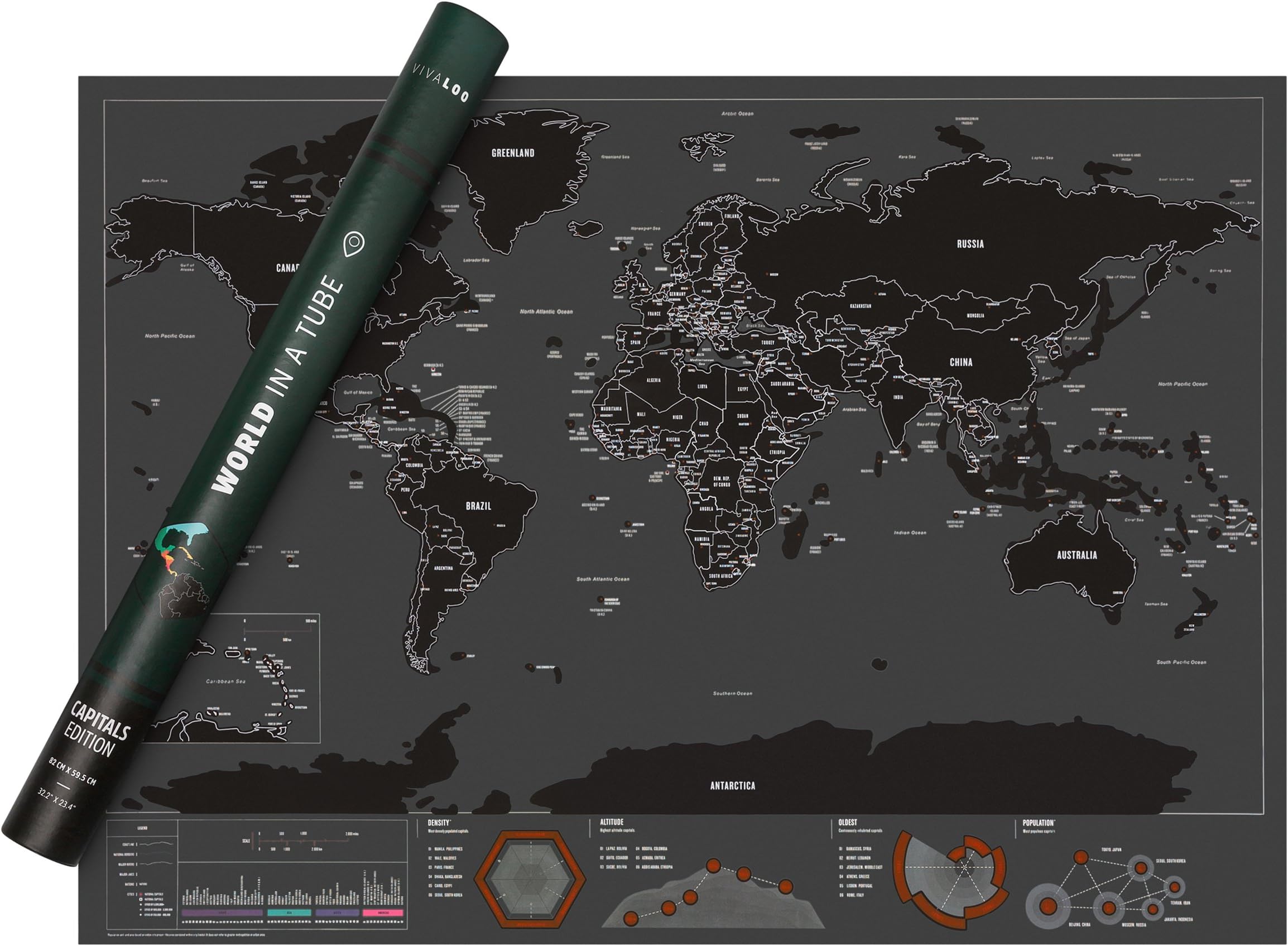 VIVALOO XXL Scratch World Map | Scratch Map | World Map to scratch off all of the countries | The Perfect Memory for each of your trips (map with flags)