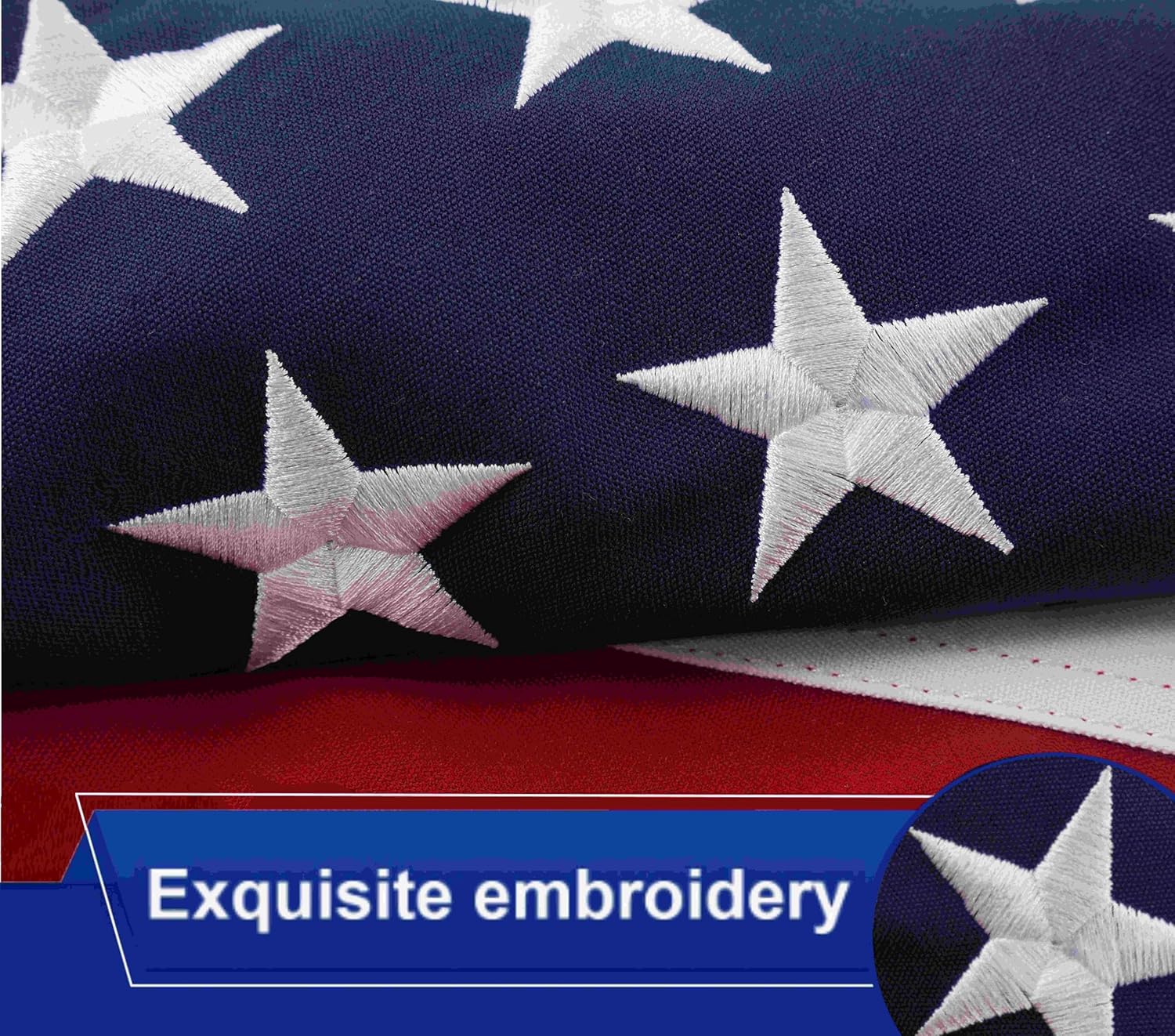 American Flag 3x5 for Outside US Flags Heavy Duty Outdoor USA Flag Embroidered Stars Spun Polyester for High Wind All Weather Brass Grommets - Image 4