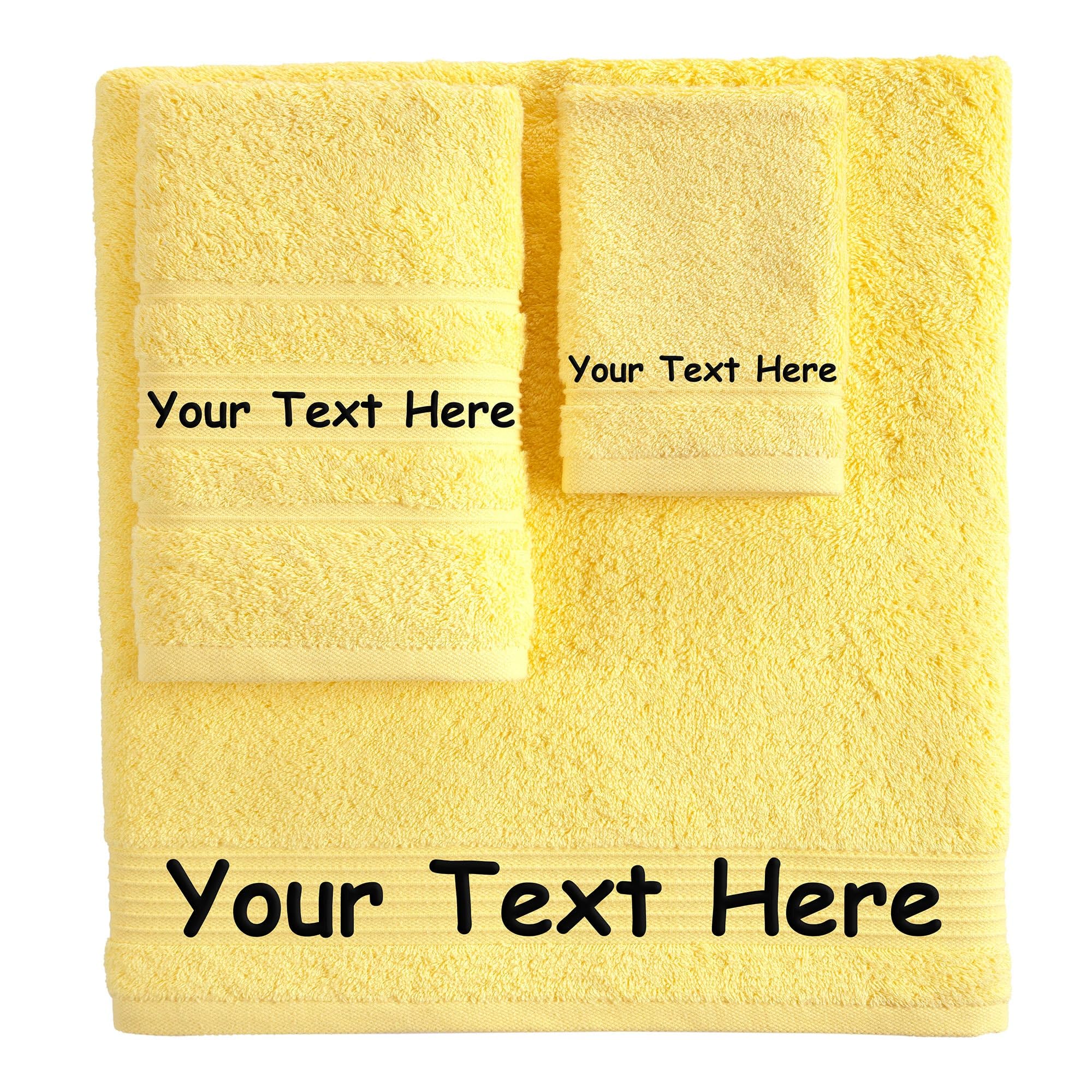 Personalized Custom 3-Piece Towel Set – Bath, Hand & Washcloth – 100% Cotton, Soft & Absorbent – Embroidered Name or Monogram – Hotel Towels for