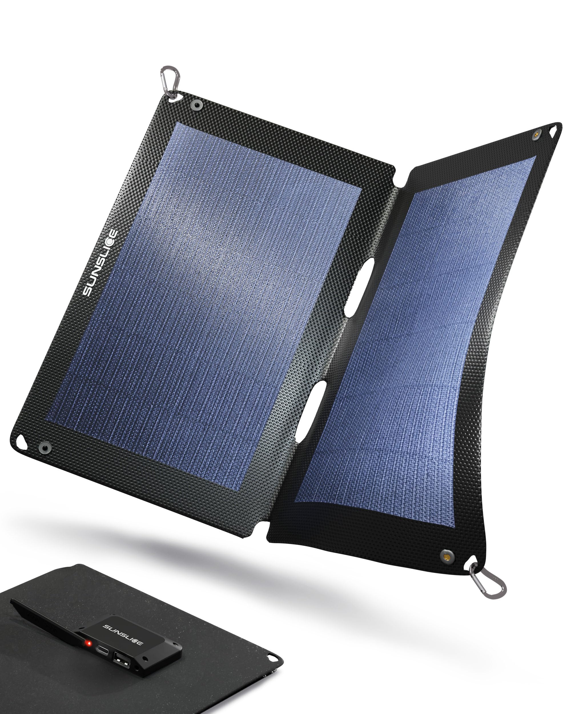 Solar Charger Outdoor, Solarmodul flexibel, Solaranlage Camping, Solar Charger wasserdicht mit leistungsstarker 12W Ladekapazität, 2 x USB Anschluss, Black