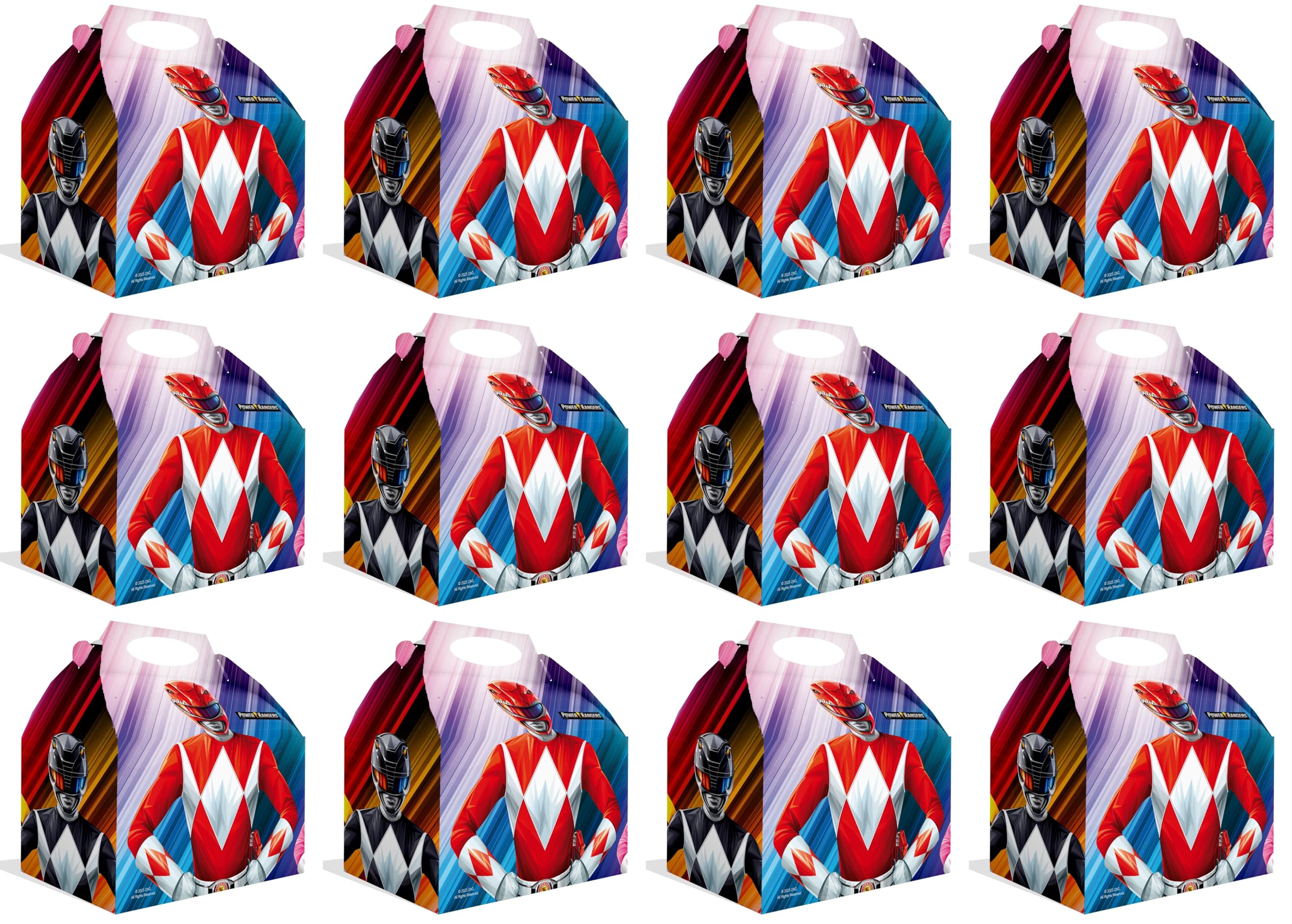 Anila's Power Rangers set of 12 Party Cardboard Boxes for snacks, treats and party favours, Ages 3+