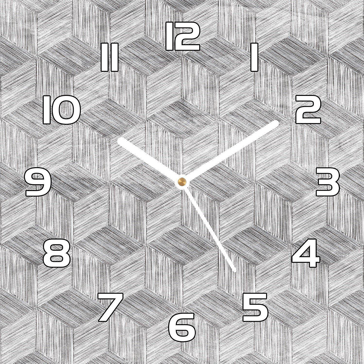 Horloge murale salon Coloray avec impression moderne géométrique en verre de sécurité