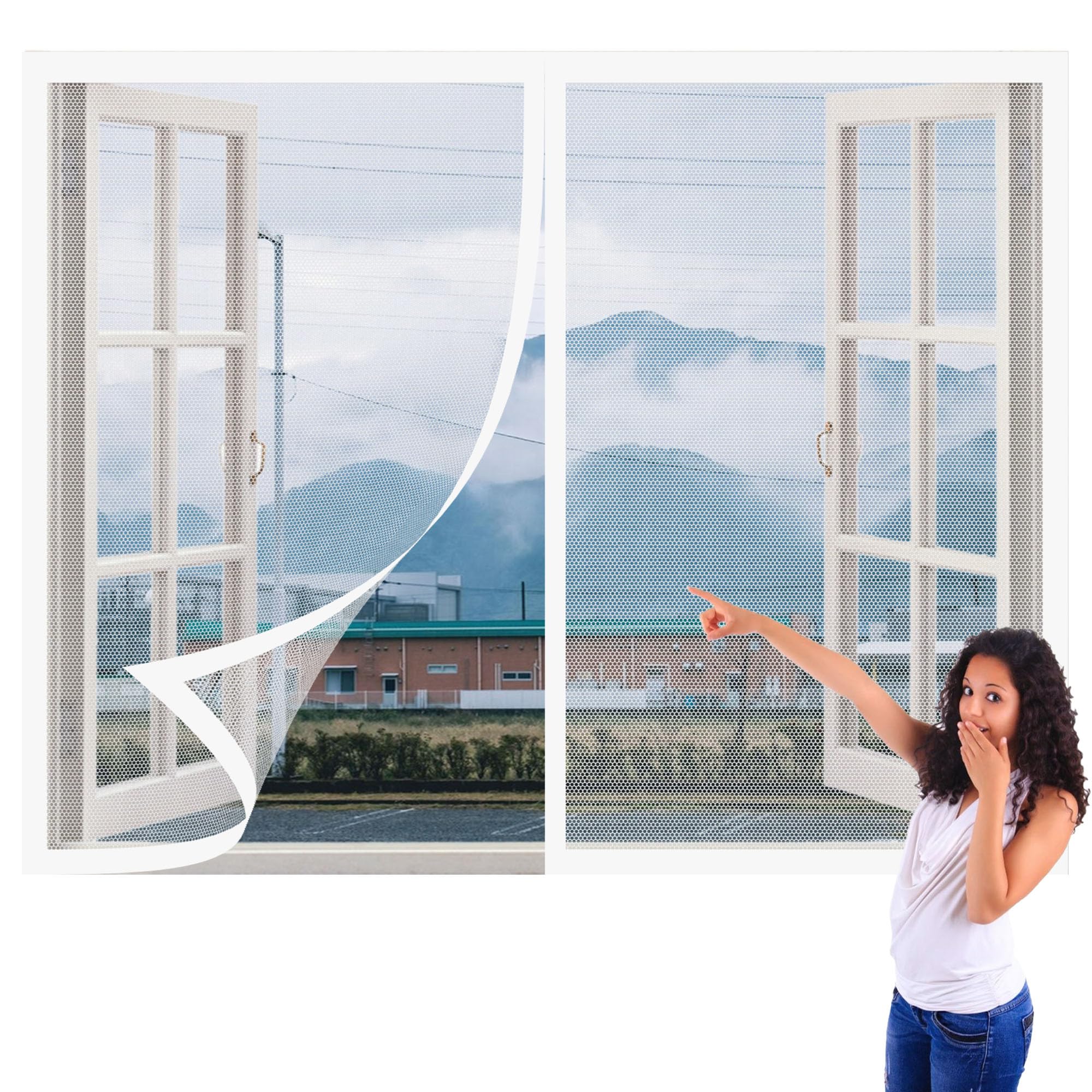 Fly Screens Windows 85 x 105 cm Prevents Insects Flies Mosquitoes from Entering The Room Bug Net for Windows Easy Install for Home, Office, Bedroom, Living Room Kitchen, White