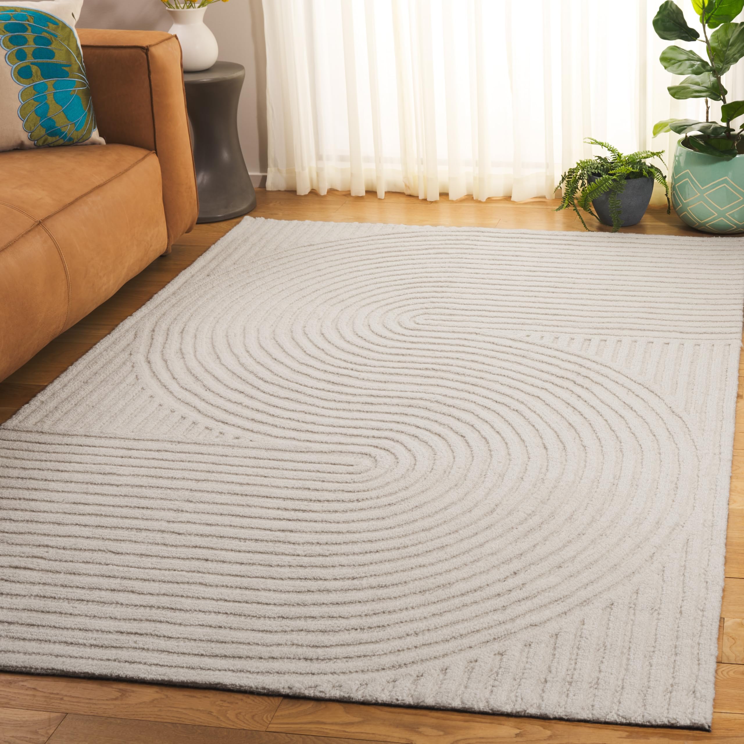South Hampton Collection Area Rug - 6' Square, Ivory, Handmade Wool, Ideal for The Living Room, Dining Room, Bedroom (SHA301A-6SQ)
