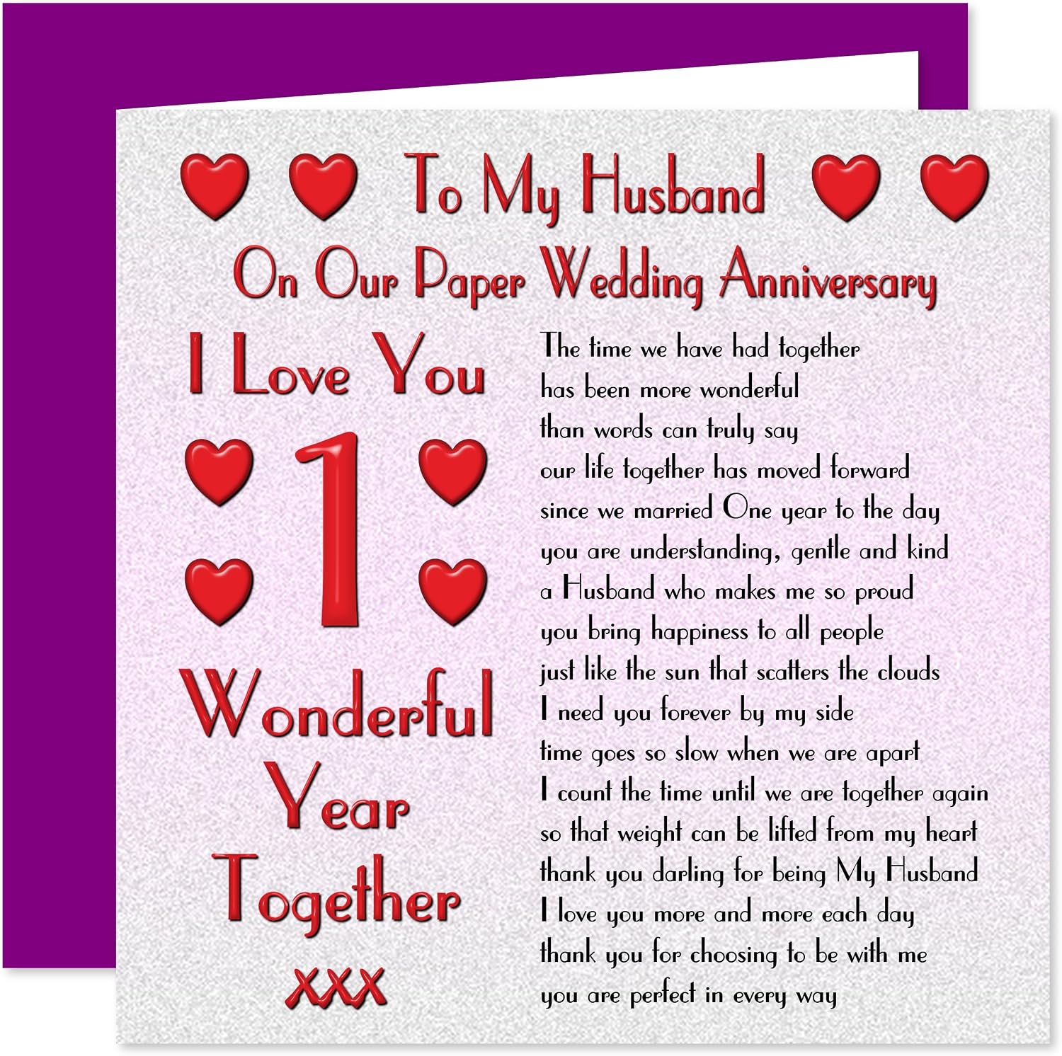 My Husband 1st Wedding Anniversary Card - On Our Paper Anniversary - 1 ...