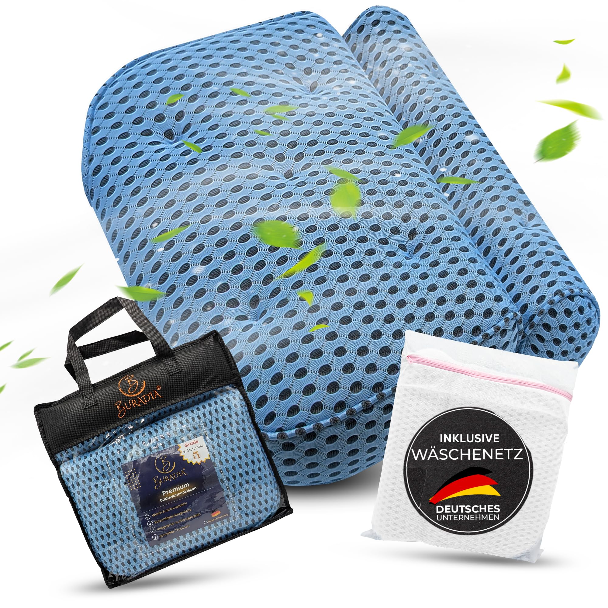Cuscino per vasca da bagno con rete per bucato – Massimo comfort e relax con la più recente tecnologia Air Mesh – Cuscino da bagno per vasca con 7 forti ventose – Cuscino cervicale/cuscino