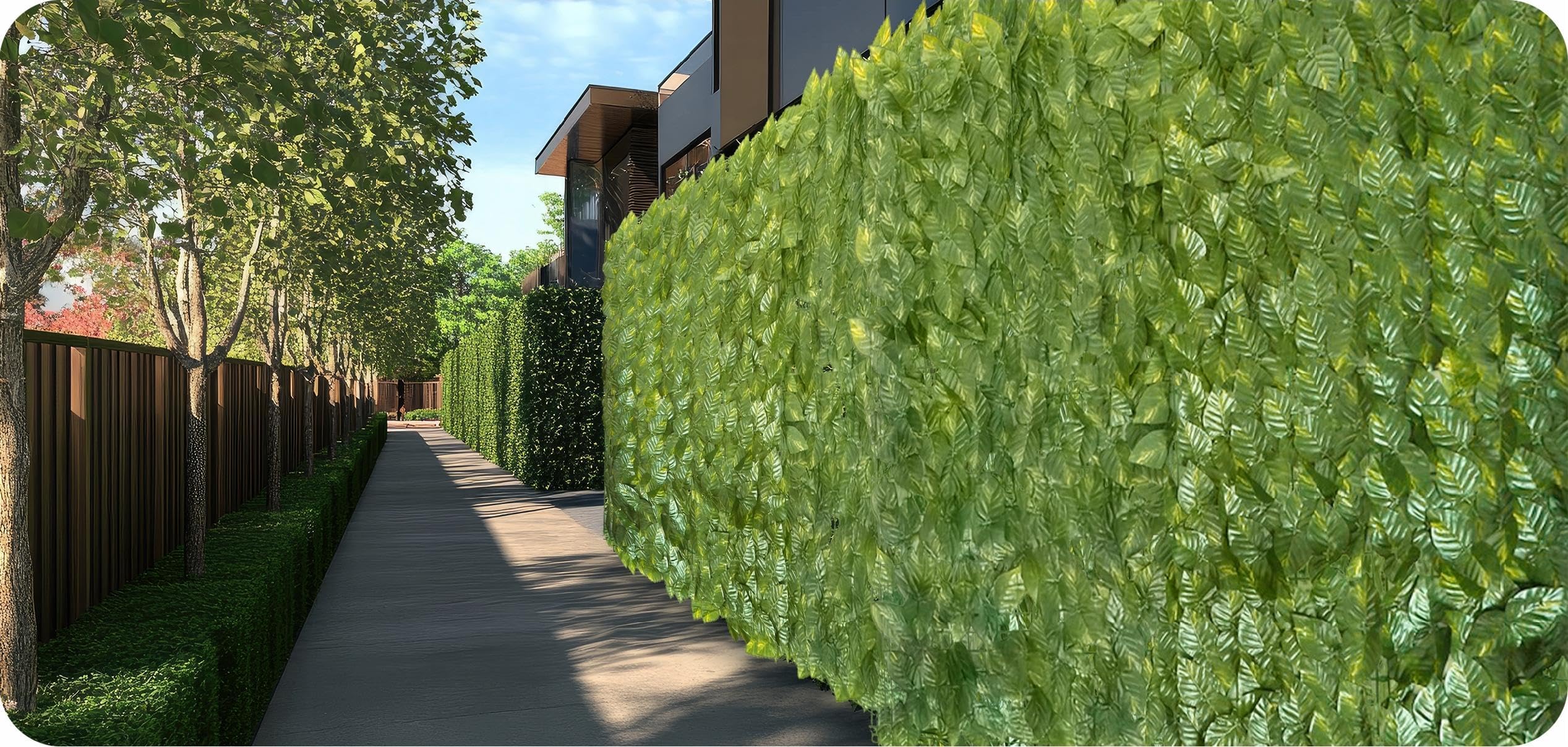 KRUMAD Sztuczny bluszcz ochrona przed wzrokiem, zestaw 2 x 300 x 50 cm, wisząca girlanda, ochrona przed wzrokiem na balkon i do ogrodu, sztuczny bluszcz, w zestawie 200 opasek kablowych, ochrona przed