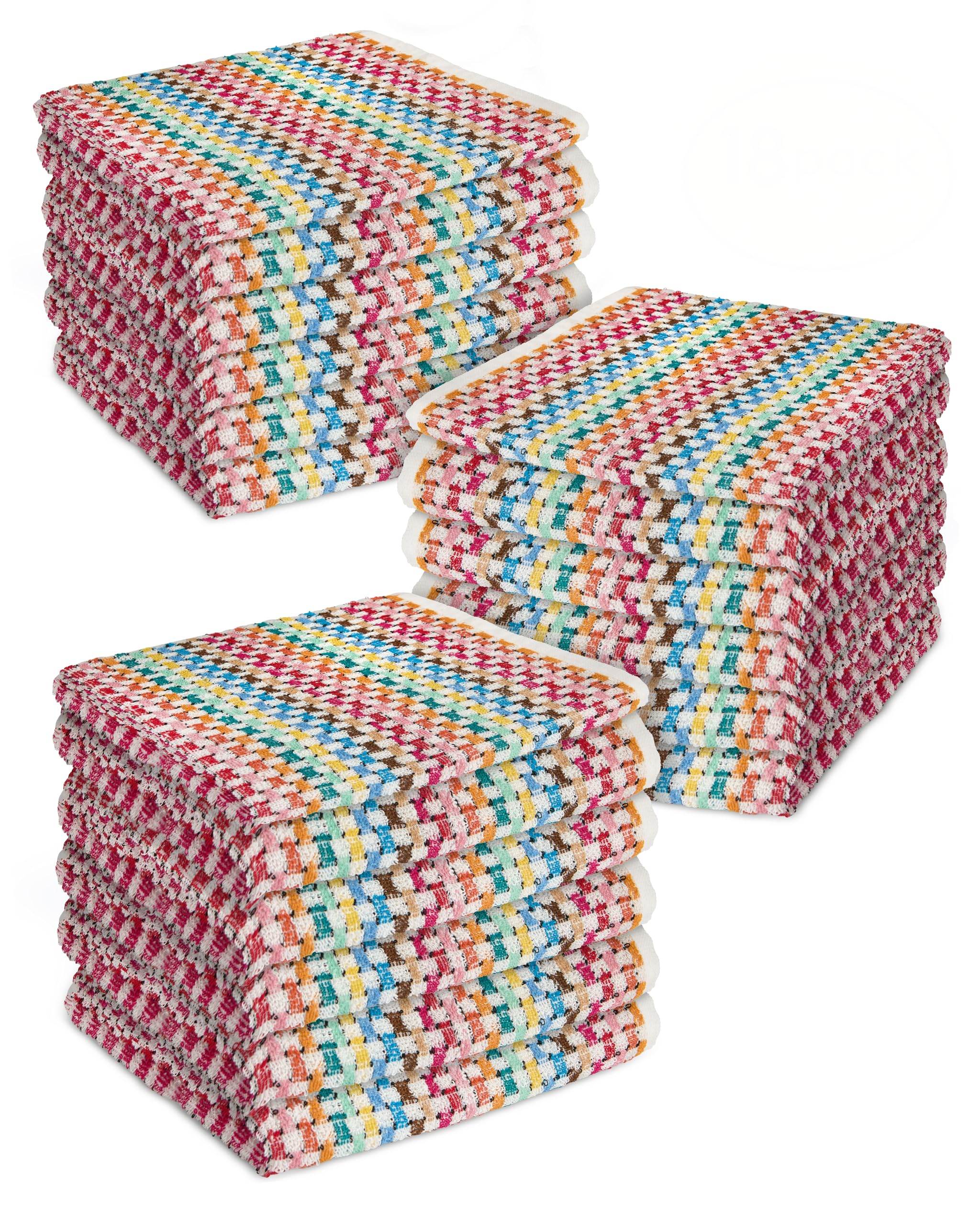Emma Barclay Tea Towels for Kitchen Packs of 18 100% Cotton Terry Tea Towels Multicoloured Kitchen Home Household Essentials Dish Towels Kitchen Cloths Jazz Design 18 Pack — image 1