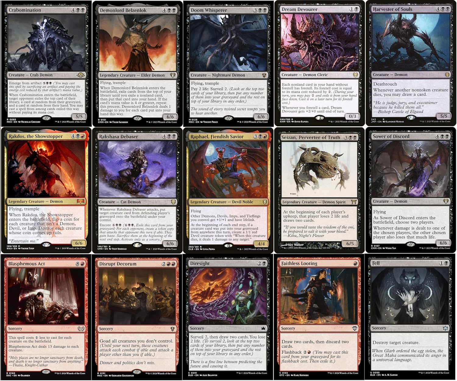 Elite Commander Demon Deck - Valgavoth, Harrower of Souls - Rakdos Black Red - EDH cEDH - 100 Card - Custom MTG Deck - Very Strong!