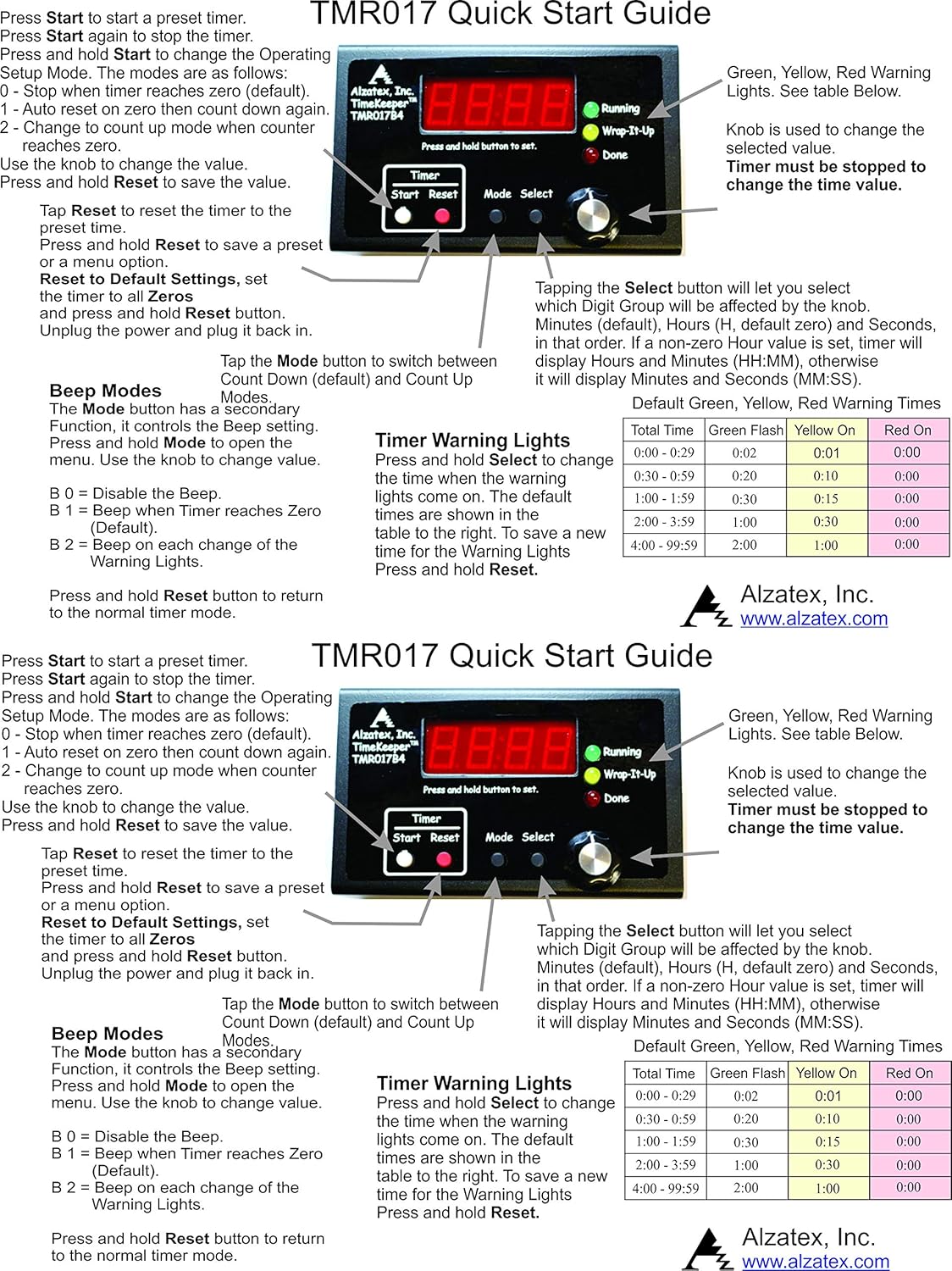 Presentation Timer with Red/Yellow/Green Indicator Lamps