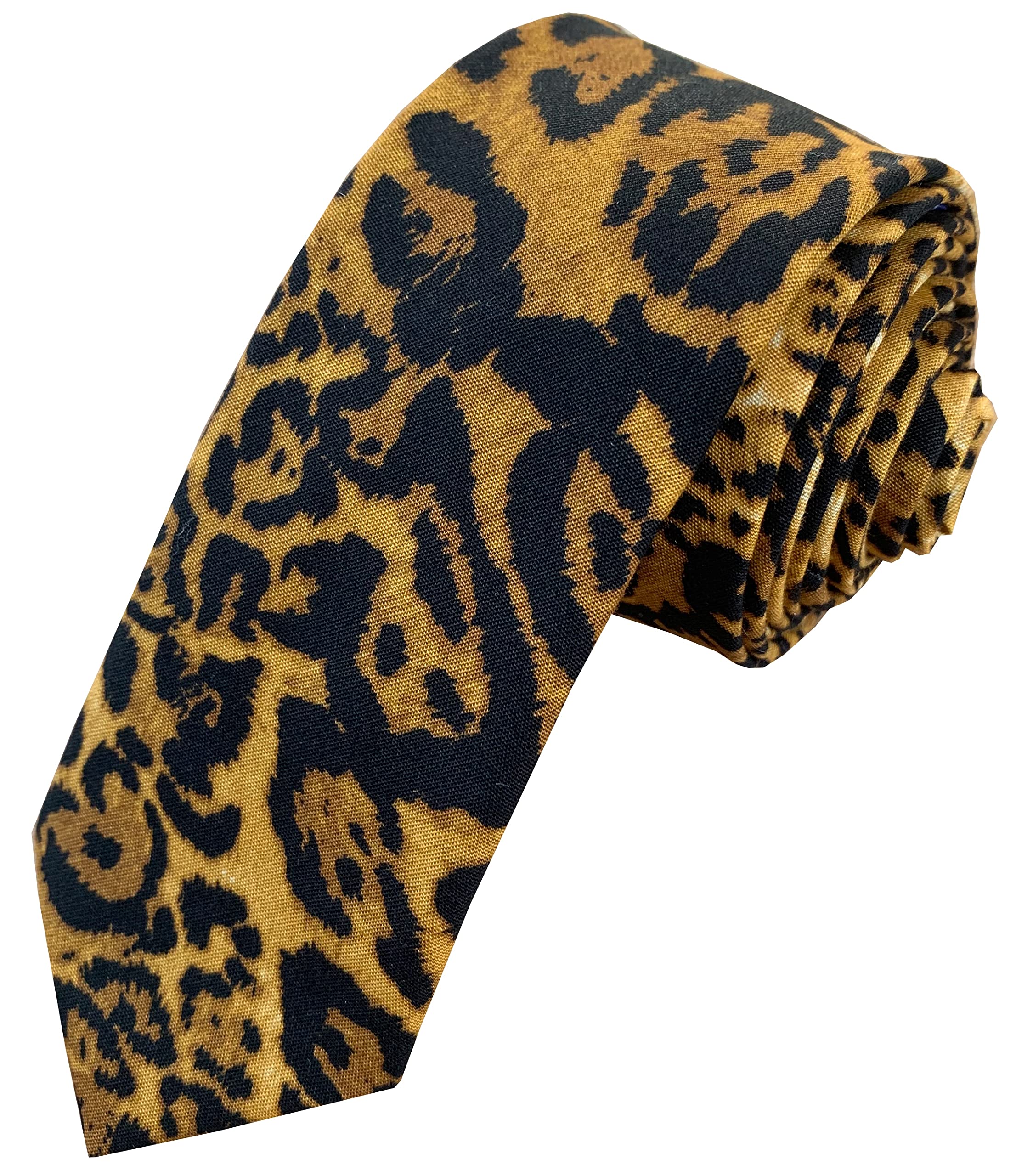 Great British Tie Club Men's Leopard Print Skinny Ties (Leopard)
