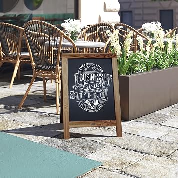 A Frame Chalkboard by HBCY Creations: 20x30 Solid Wood A-Frame Sign Rustic Brown Double-Sided Magnetic Board,Chalkboard Menu Board, for Restaurants, Cafes, Weddings - Heavy Duty Hinges