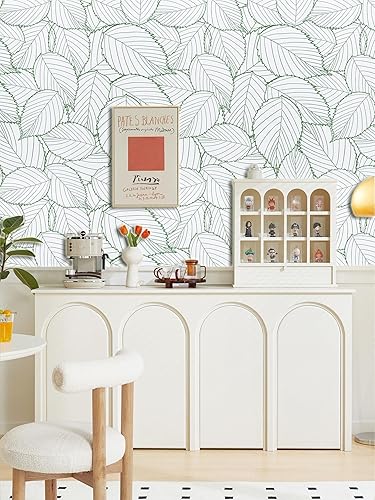 Miniatura 2 de Kitico Papel tapiz autoadhesivo para despegar y pegar, hojas extraíbles, papel de contacto con hojas verdes, papel tapiz autoadhesivo de hojas