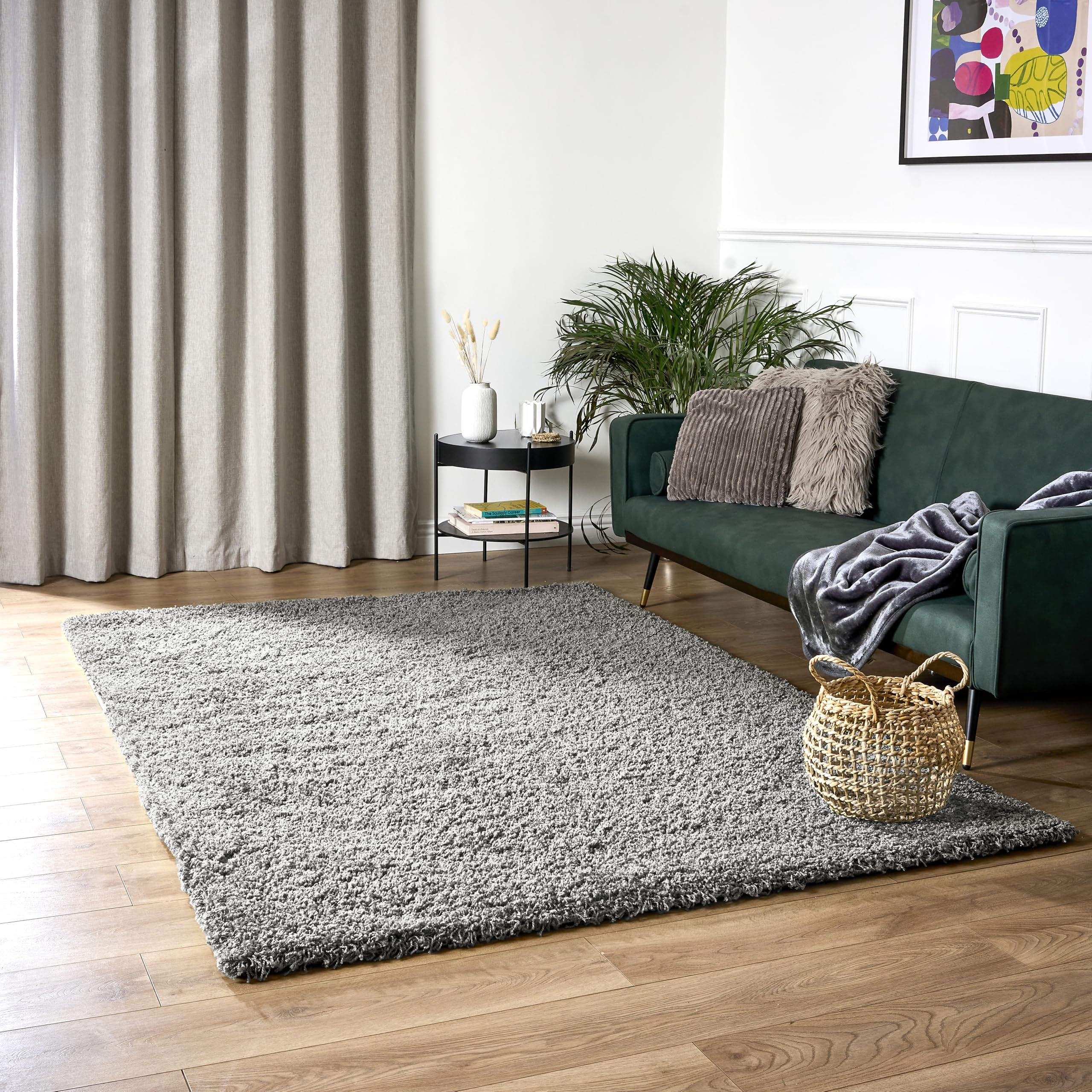 Bravich Navy Blue Shaggy Rug 80 x 150cm (2'7" x 4'11") 5cm Pile Medium Thick Fluffy Living Room Hessian Backed Washable — view 30