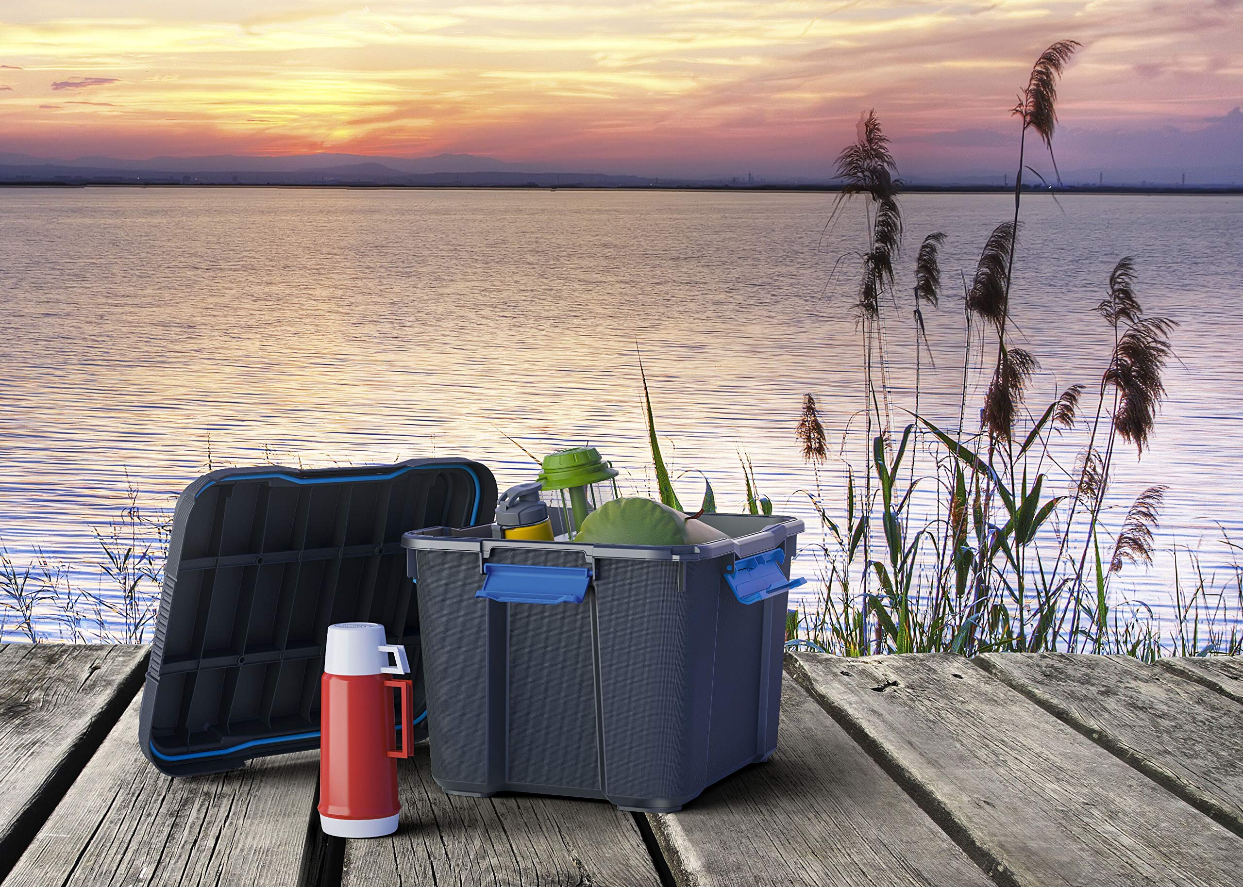Keter Scuba box - Caja de ordenación XL; Almacenamiento; 74x45xH46 cm; Para guardar Herramientas; Color Negro y Azul