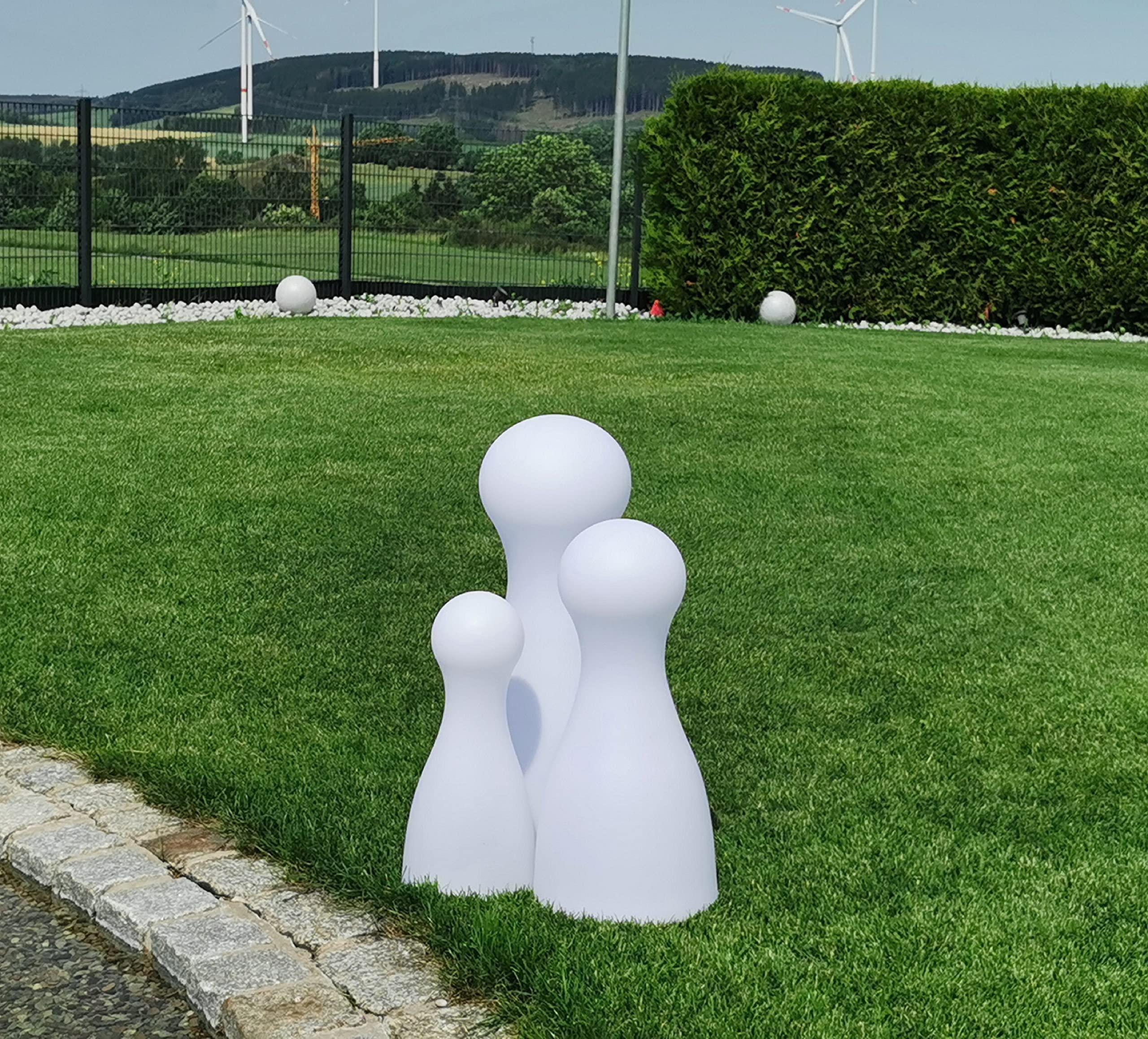 Trango 7236L LED Gartenstrahler IP65 Leucht-Figur inkl. 1x E27 LED Leuchtmittel Gartenlampe Außenlampe *HALMA* 75cm Hoch in weiß inkl. ca. 5m Zuleitungskabel Wegbeleuchtung, Außenleuchte, Leucht-Kegel