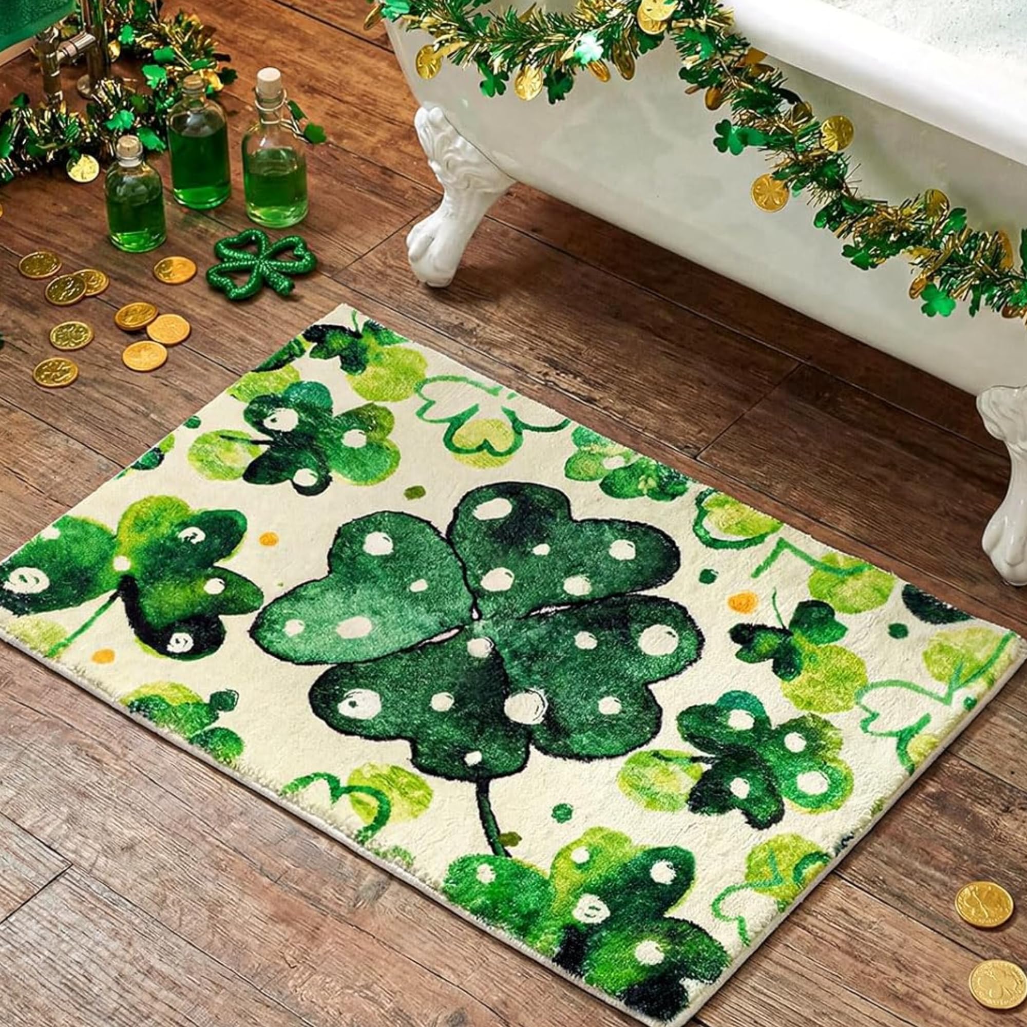 Amazon.com: Drydiet Four-Leaf Clovers Bathroom Rugs St. Patrick's