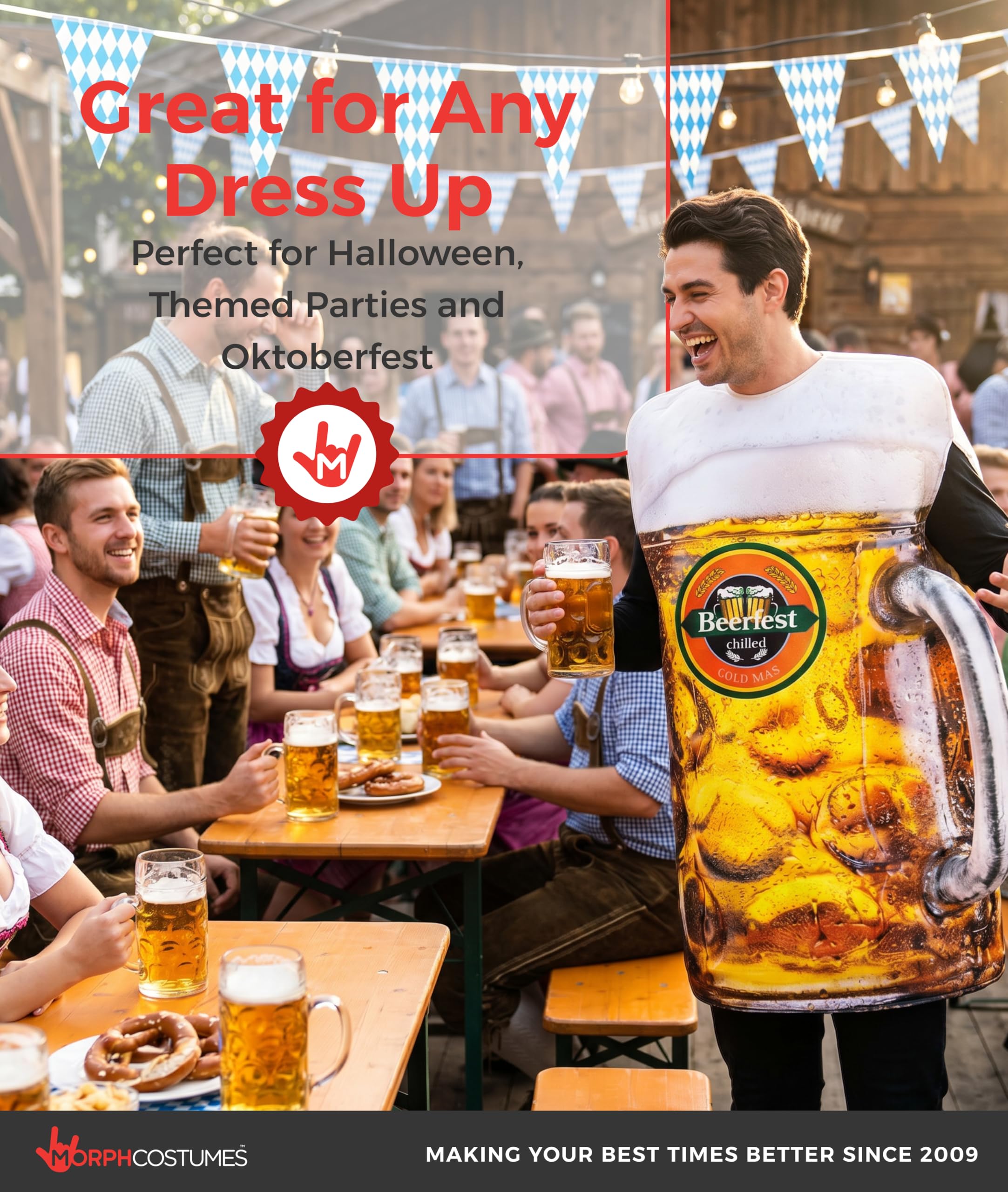 Morph Disfraz Cerveza Adulto, Disfraz Oktoberfest Halloween Hombre