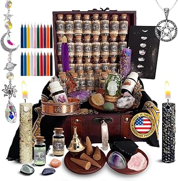 UnaLunaMoona Witchcraft Kit, Wiccan Supplies and Tools, USA Made, Witch Kit, Witchcraft Crystals Witchcraft, Witchcraft Starter, Witch Starter Pack, Crystal Sets for Witchcraft