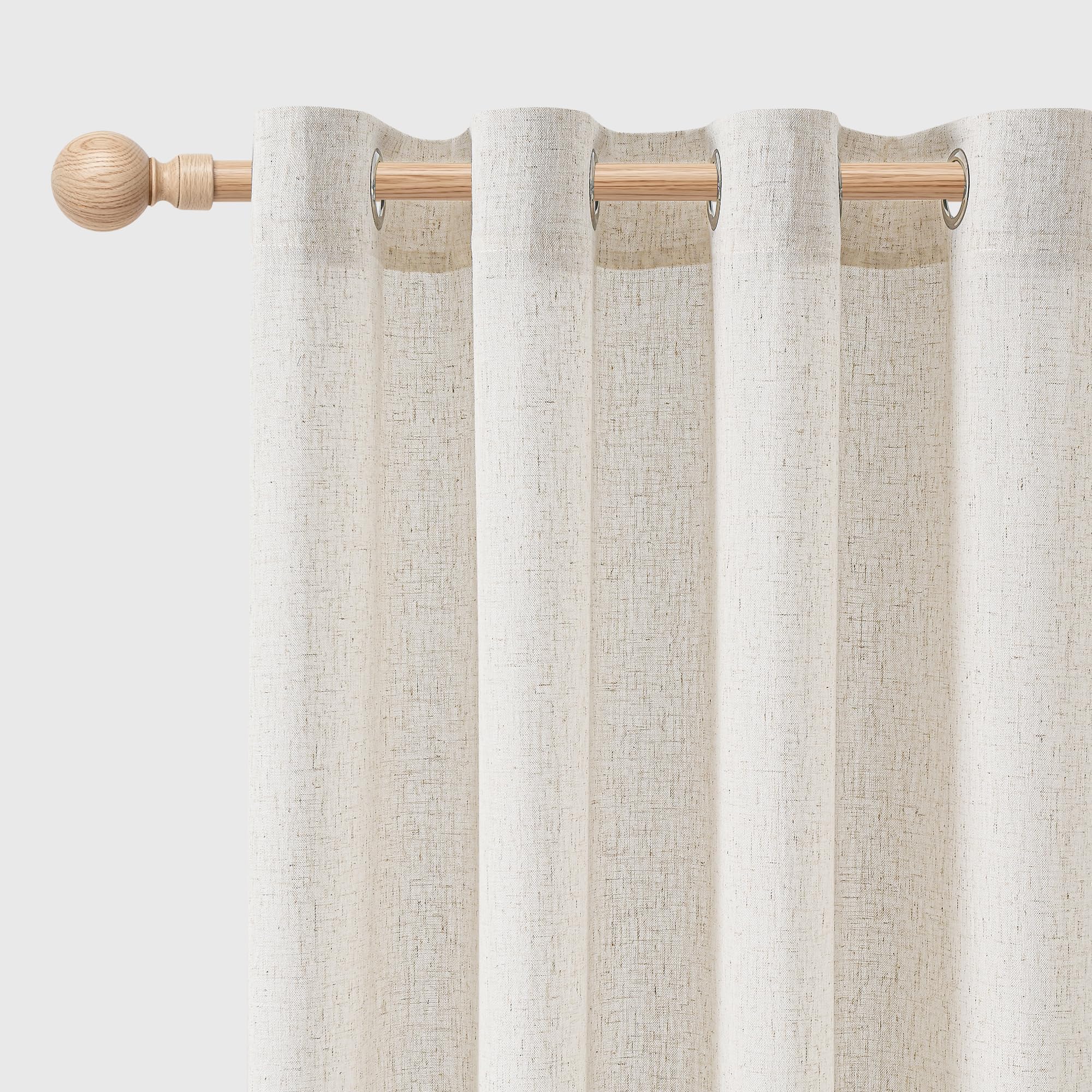 JIUZHEN Vorhang Beige Leinen Vorhänge Wohnzimmer Leinenoptik Gardinen Halbtransparent Boho