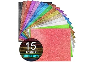 HTV Vinyl Glitter 15 Sheets - Heat Transfer Vinyl