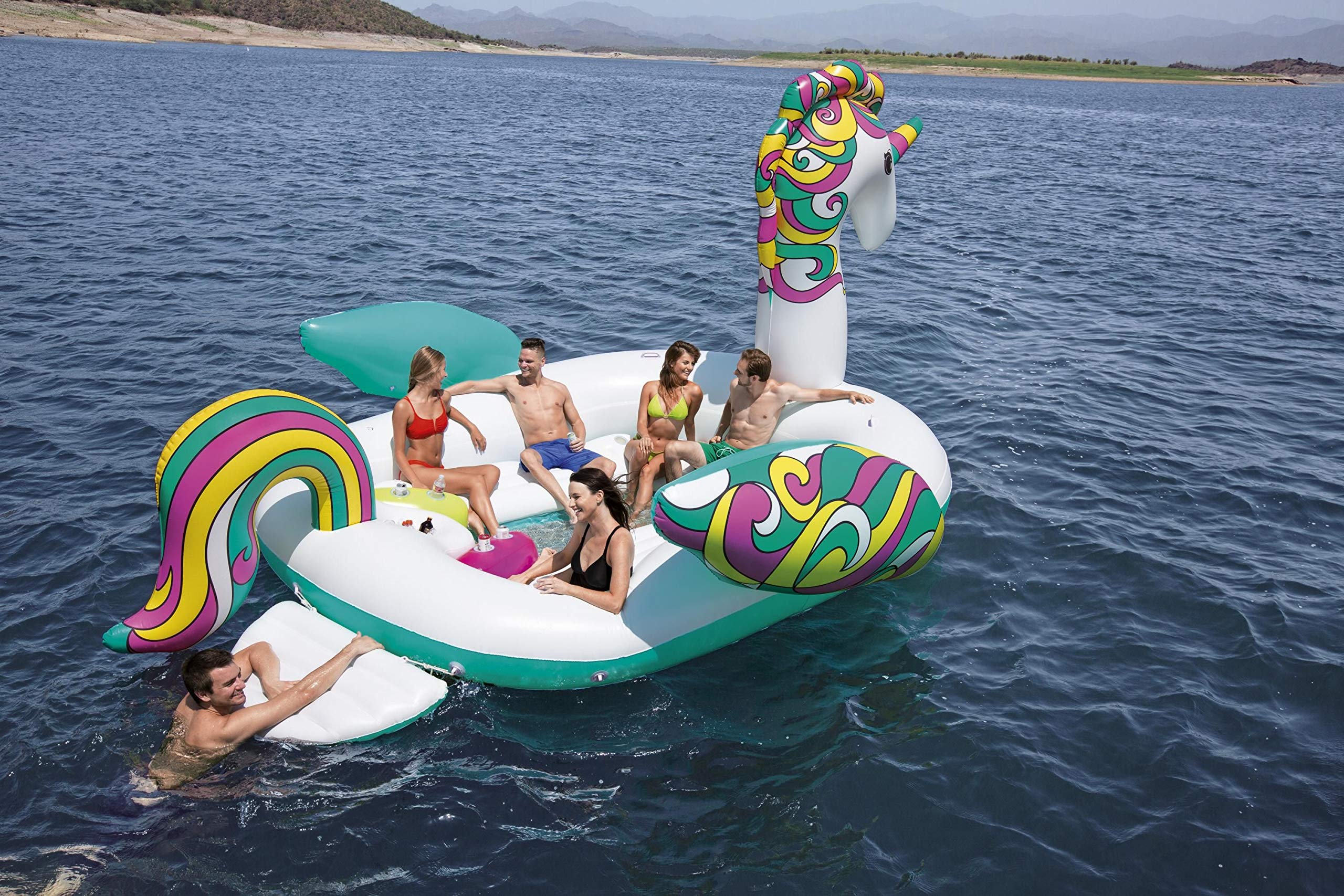 Bestway 43228 Île gonflable géante licorne 603 x 419 x 277 cm, couleur