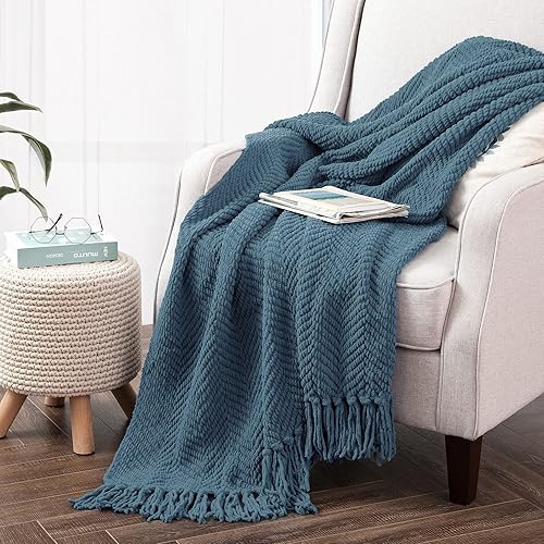 Manta para sofá, funda de sofá suave de punto texturizado, manta de tweed con borlas de flecos para decoración del hogar, cama, sofá, silla, 60 x 80