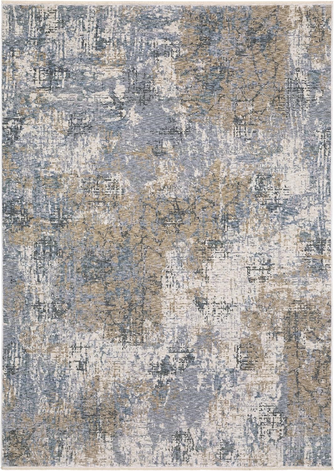 Oriental Weavers Hayden Area Rug - HAY08-6'7" x 9'6" - in Beige/Blue - Modern Style, Stain Resistant, Family and Pet Friendly, Dining, Living Room Rug