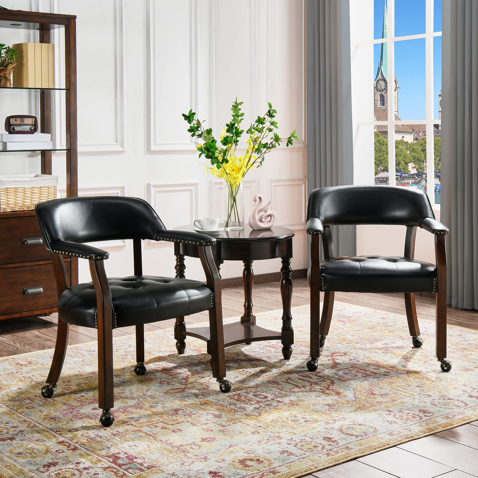 Set of 2 JESONVID Black PU Armchairs