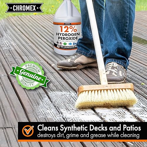 Miniatura 5 de Chromex Peróxido de hidrógeno 12% grado alimenticio, solución concentrada de potencia 4X, diluye a 4 galones, usos versátiles que incluyen cuidado