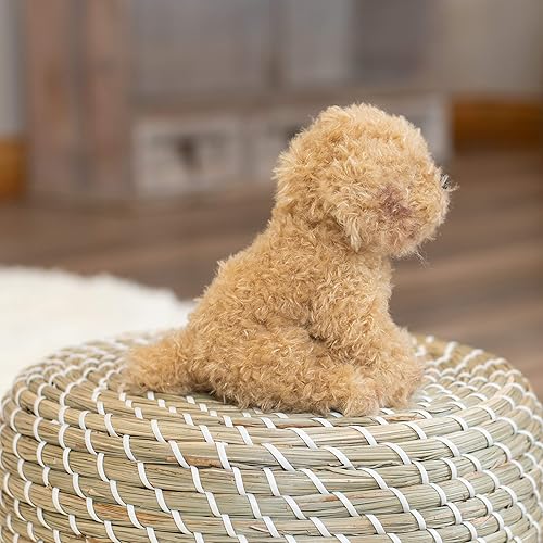 Miniatura 4 de DEMDACO Labradoodle - Puf de peluche para niños de 5.5 pulgadas, color marrón claro